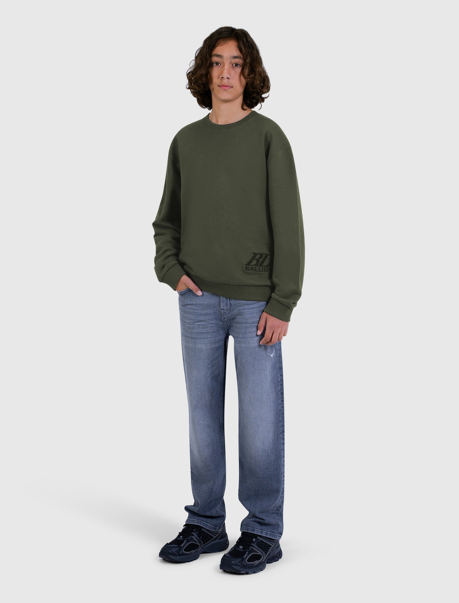 Junior Big Monogram Crewneck | Olive
