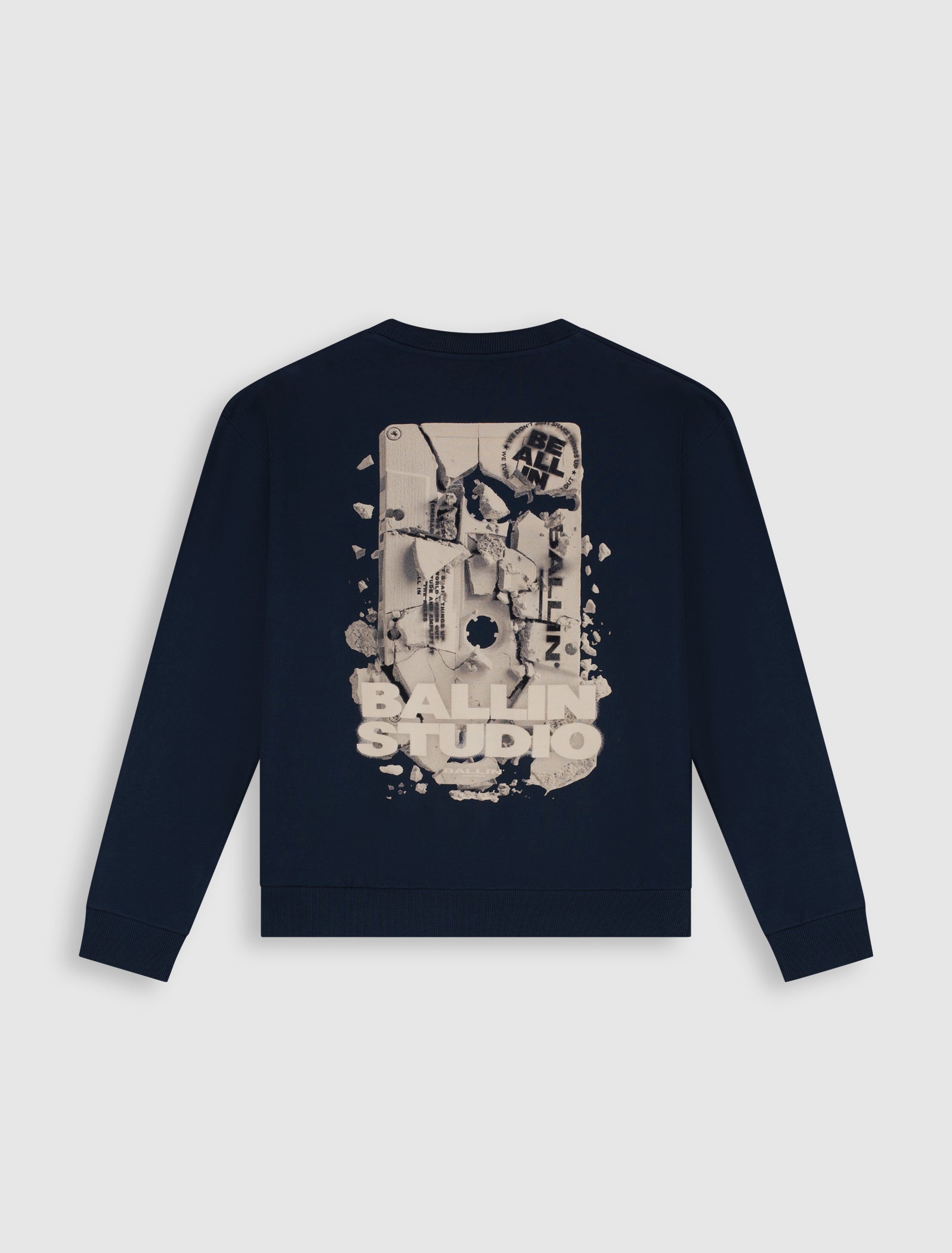Junior Exploding Cassette Tape Crewneck | Navy