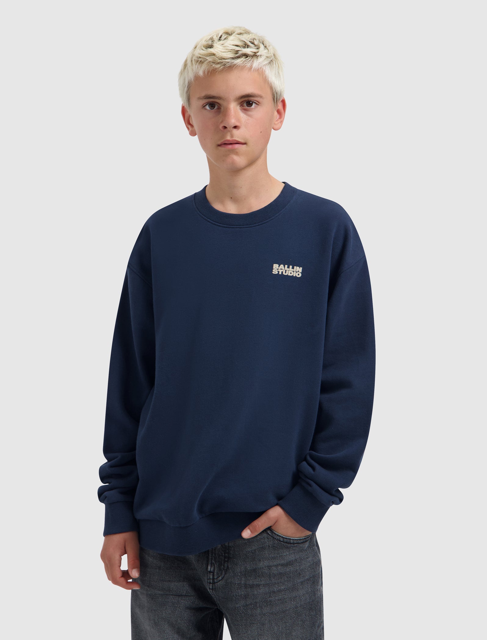 Junior Exploding Cassette Tape Crewneck | Navy