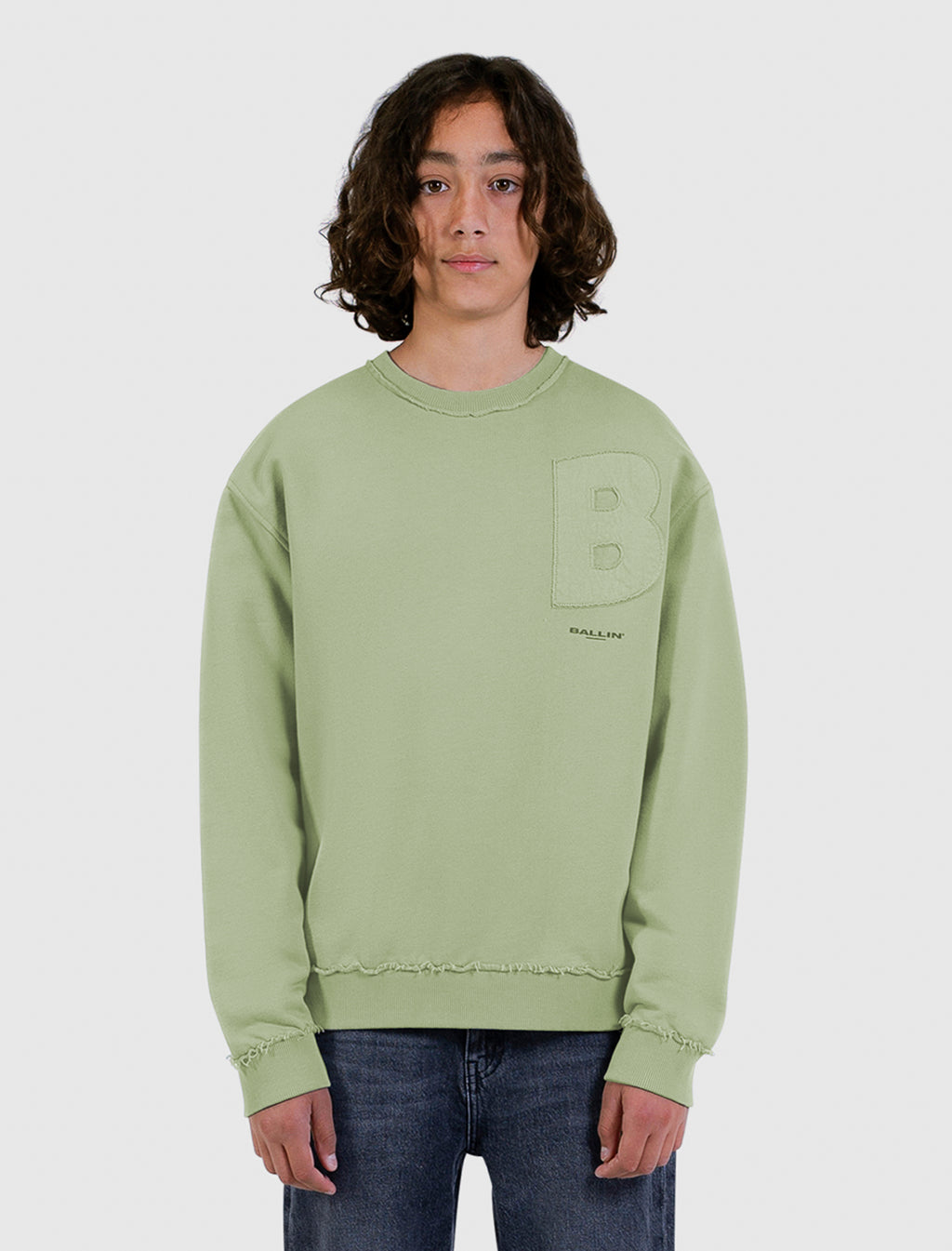 Junior Raw Logo Crewneck | Army Green