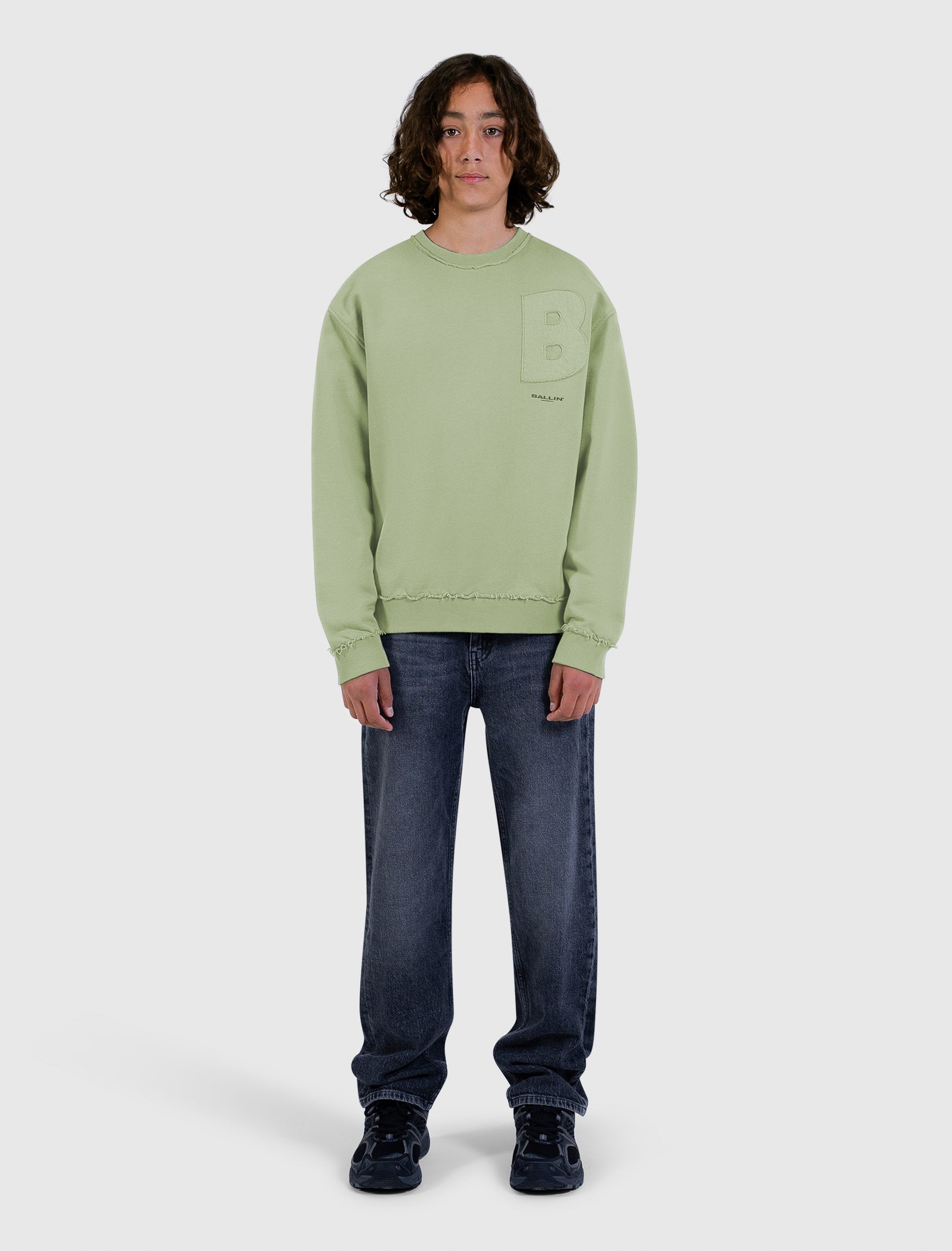 Junior Raw Logo Crewneck | Army Green