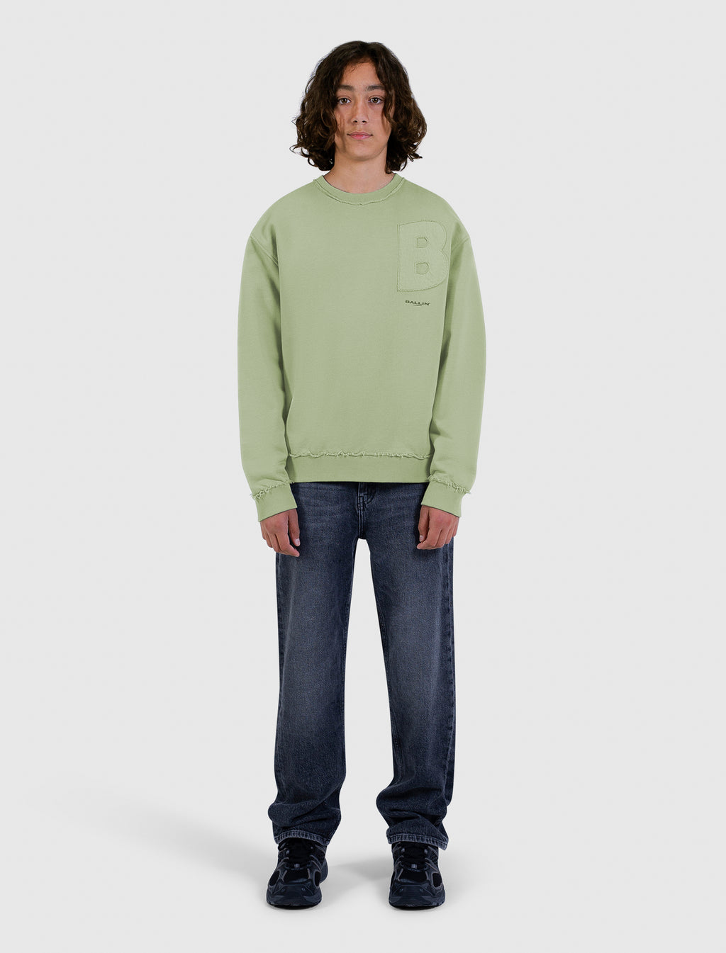 Junior Raw Logo Crewneck | Army Green