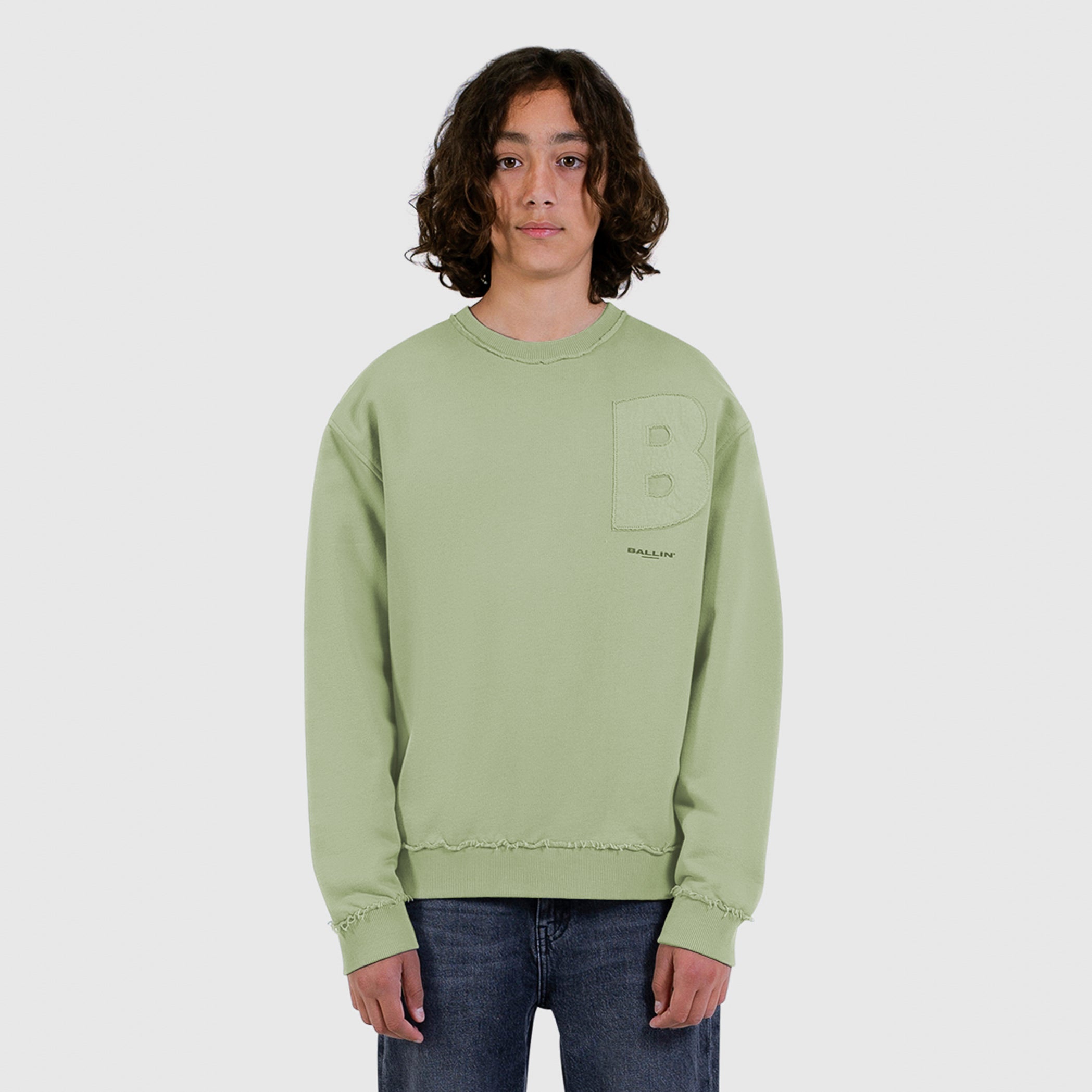 Junior Raw Logo Crewneck | Army Green