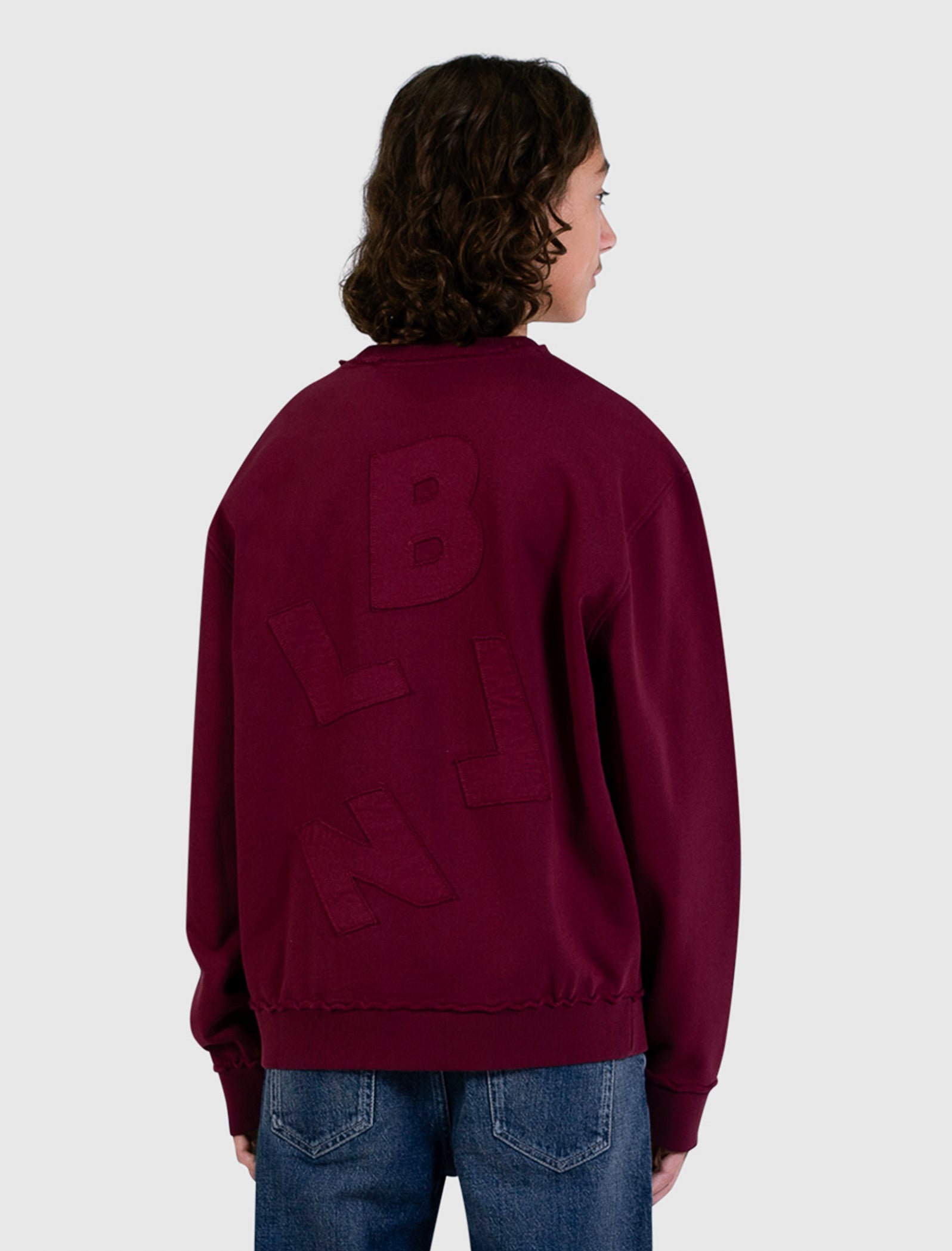Junior Raw Logo Crewneck | Bordeaux
