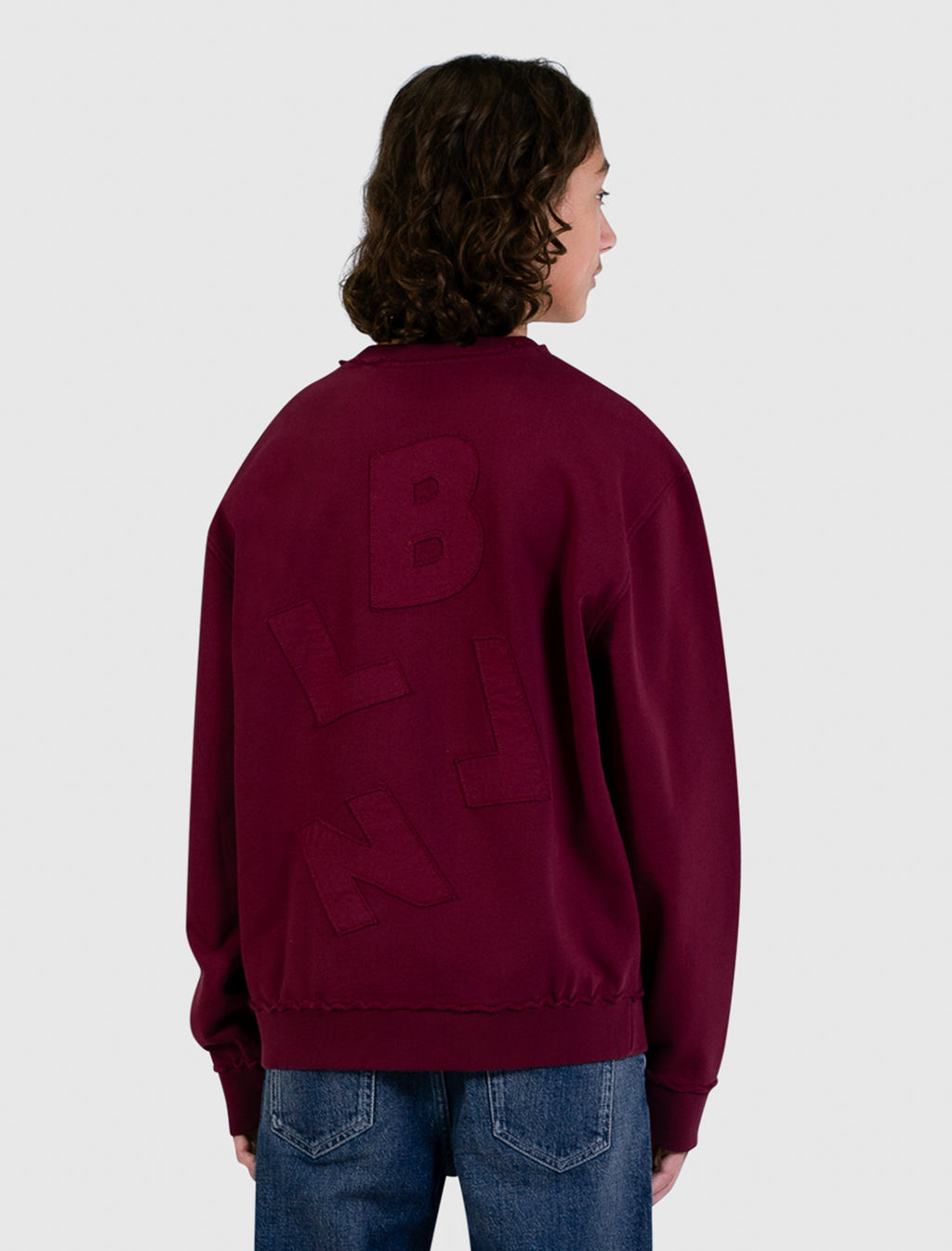 Junior Raw Logo Crewneck | Bordeaux