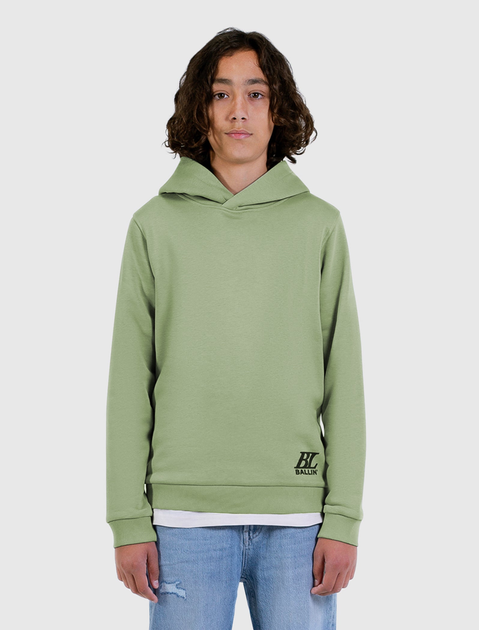 Junior Big Monogram Hoodie | Army Green
