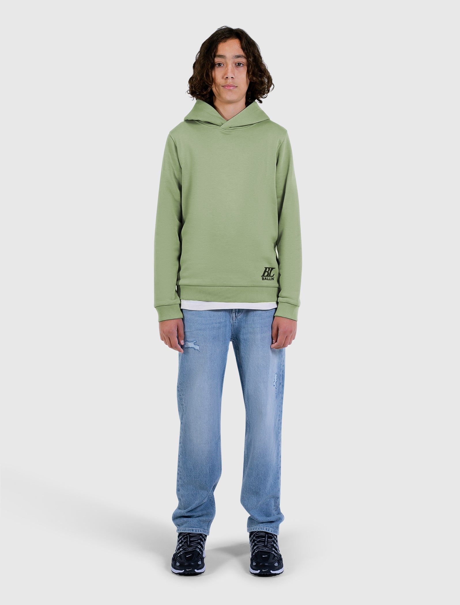 Junior Big Monogram Hoodie | Army Green