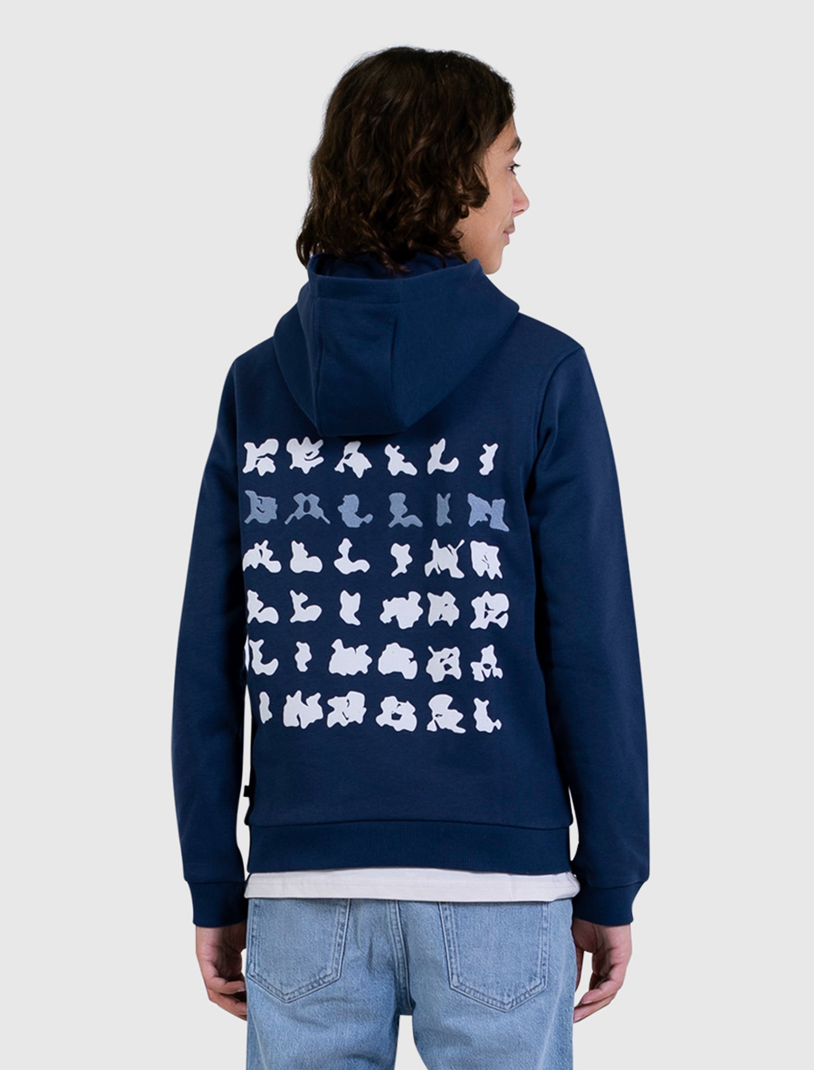 Junior Abstract Letter Hoodie | Navy