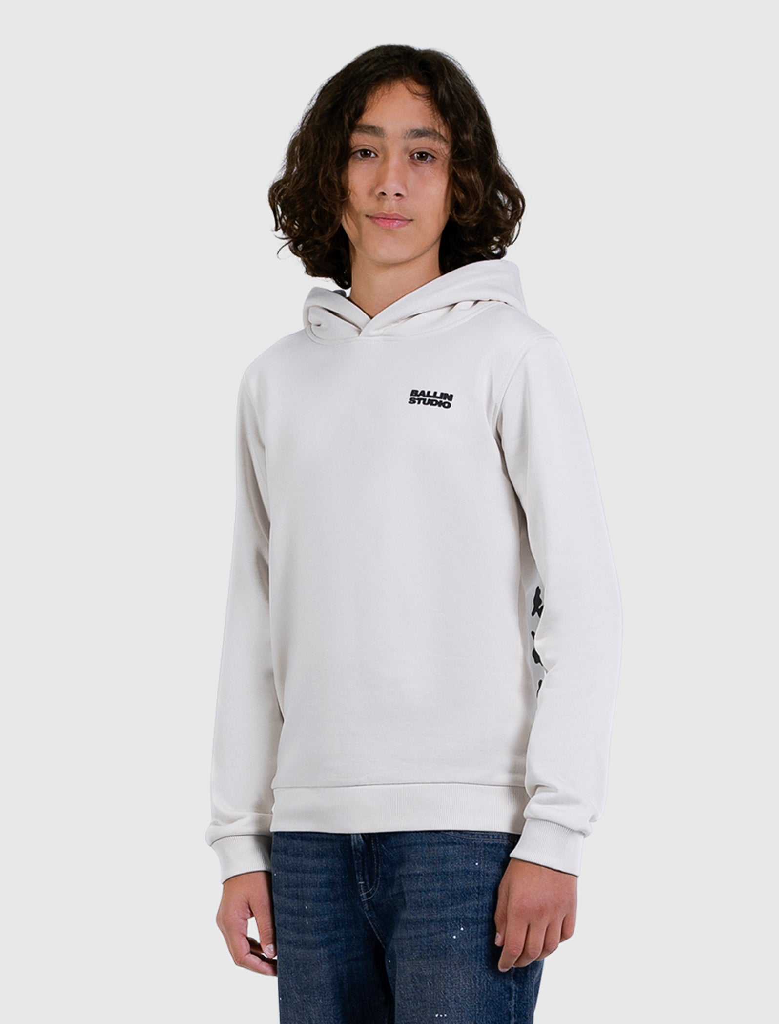 Junior Abstract Letter Hoodie | Ecru
