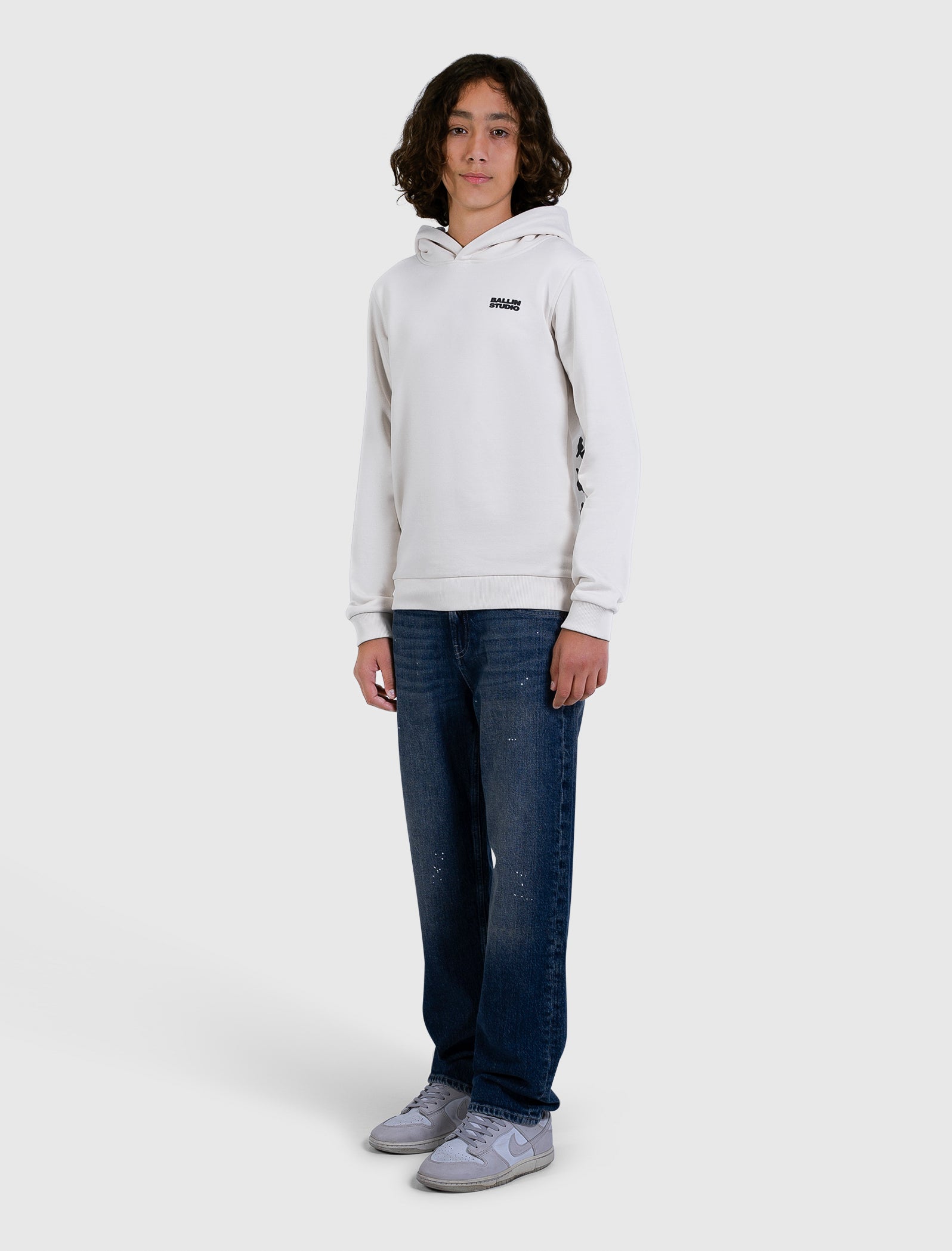 Junior Abstract Letter Hoodie | Ecru