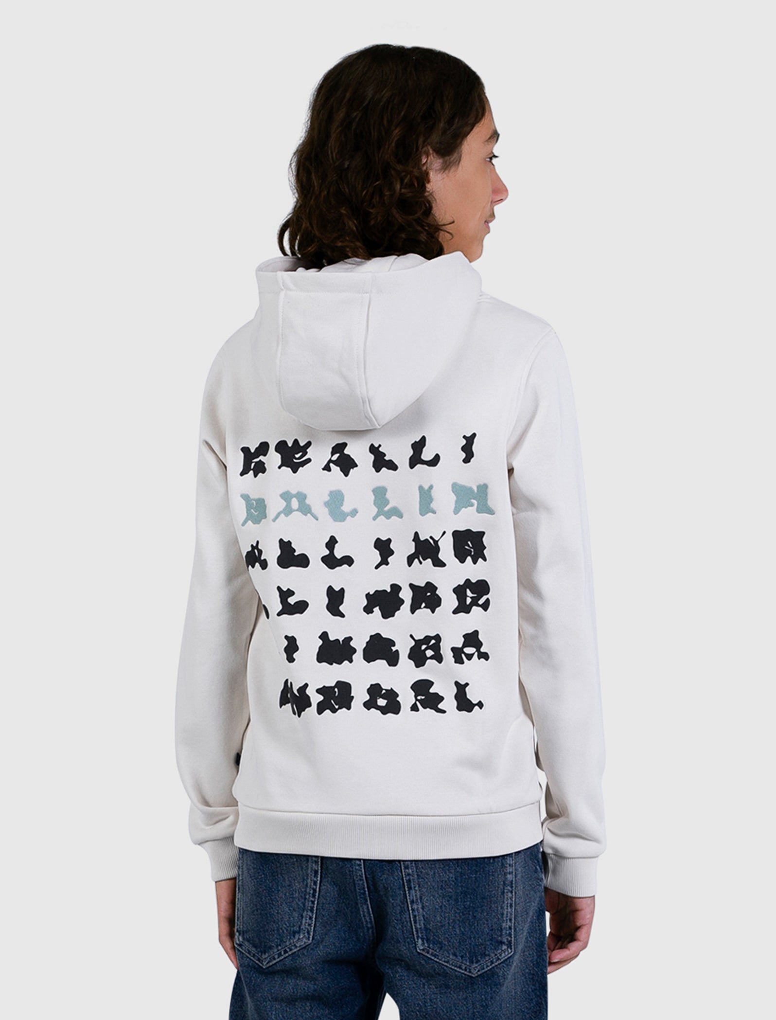 Junior Abstract Letter Hoodie | Ecru