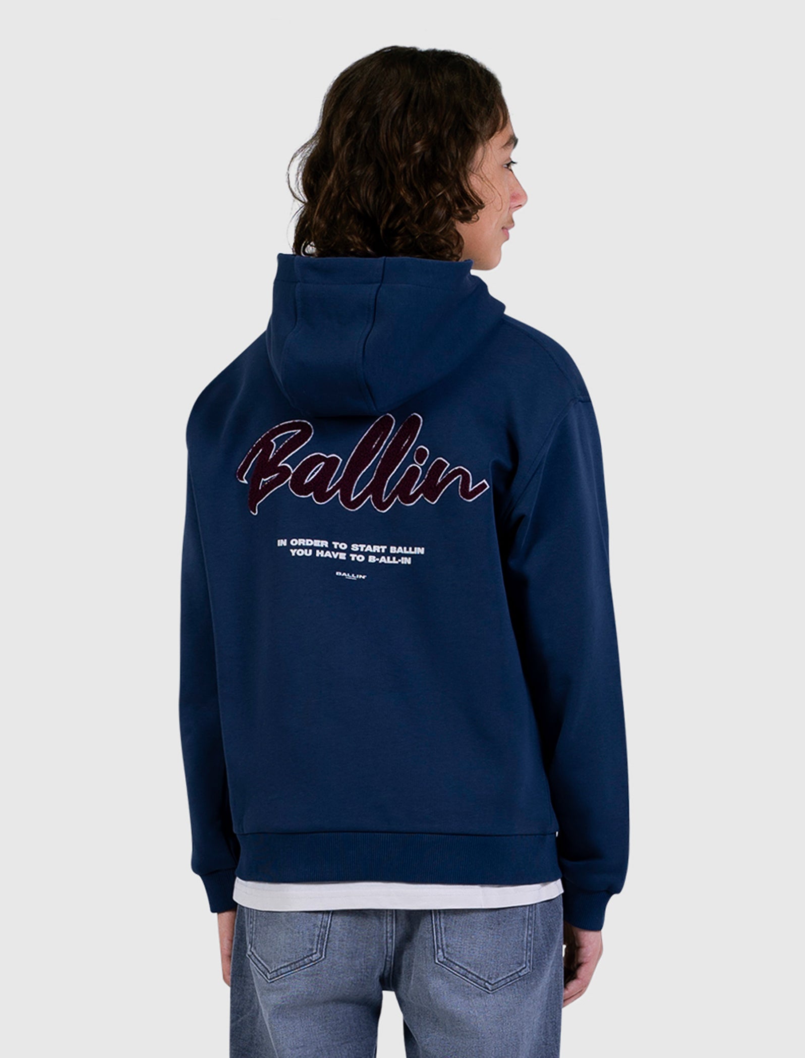 Junior Script Logo Hoodie | Navy