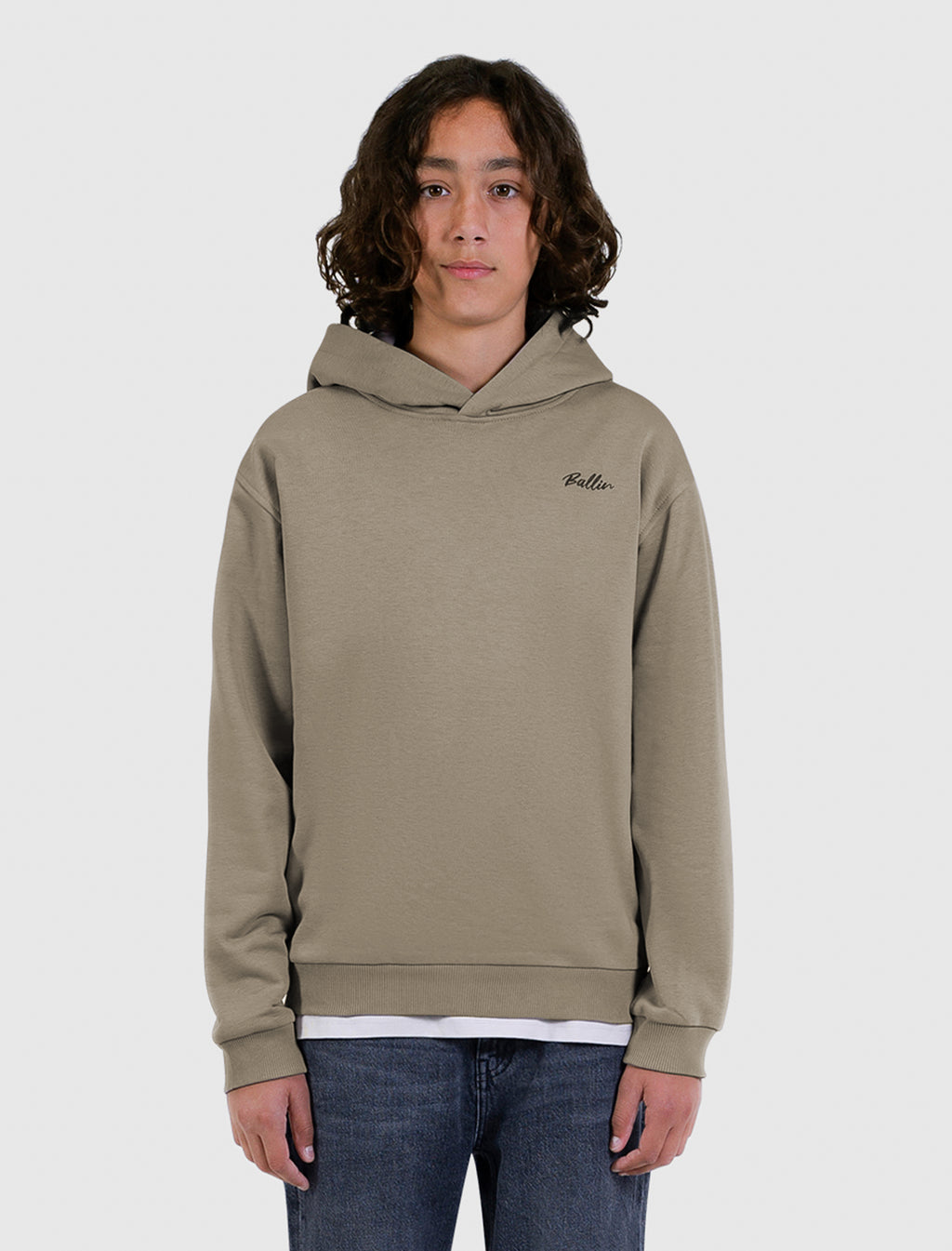 Junior Script Logo Hoodie | Taupe