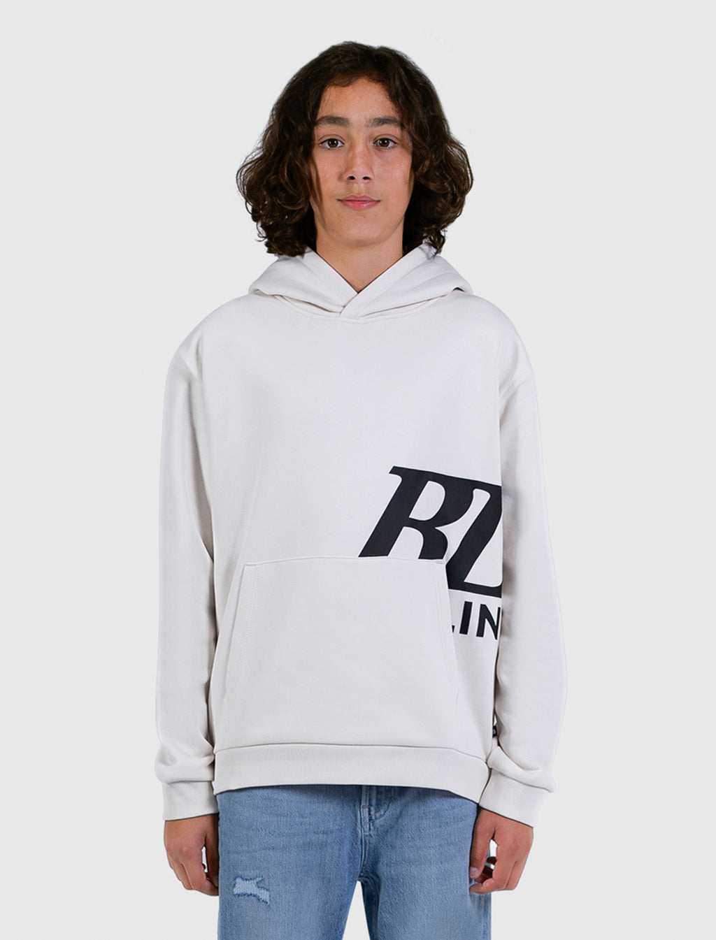 Junior Semi-Hidden Monogram Hoodie | Ecru