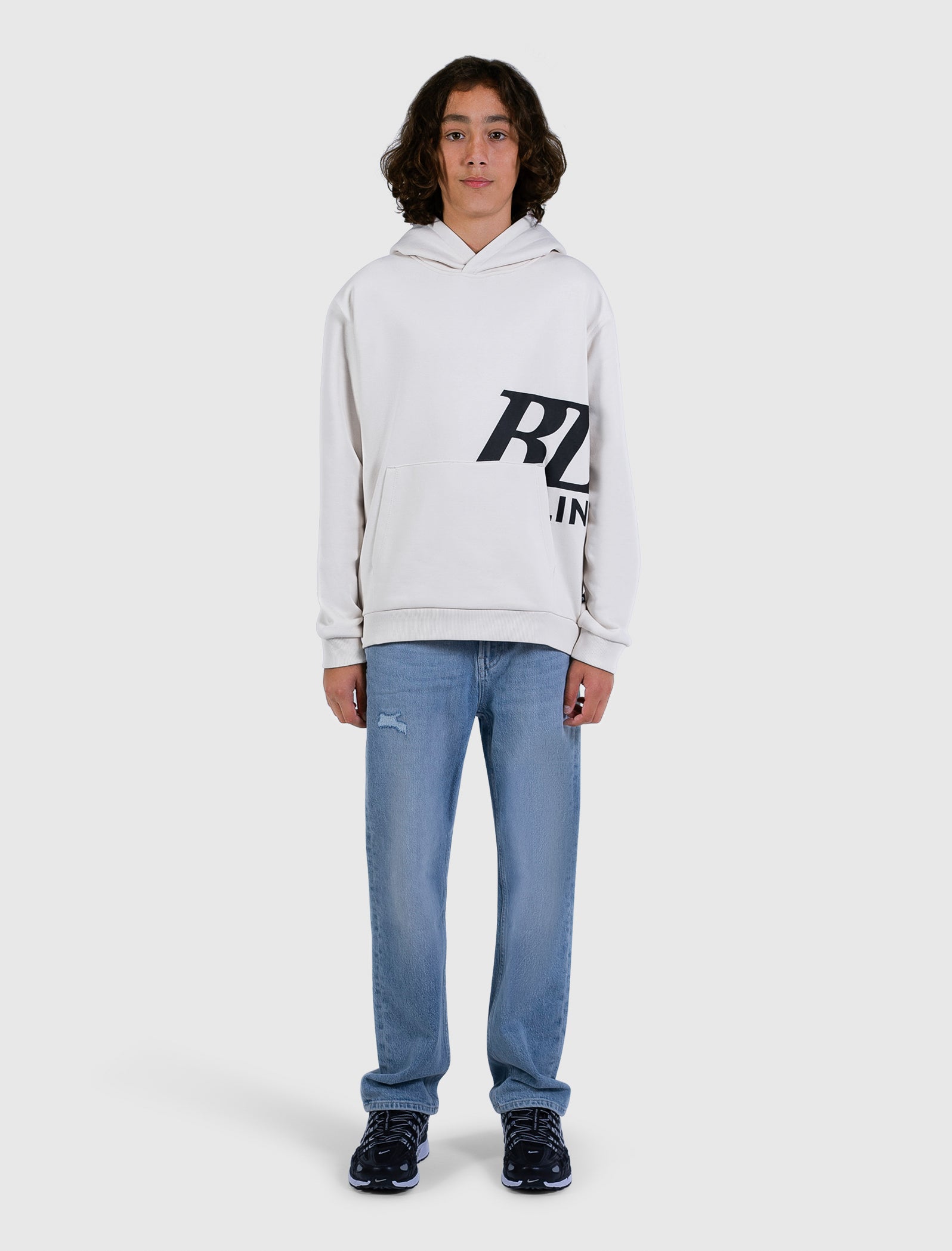 Junior Semi-Hidden Monogram Hoodie | Ecru