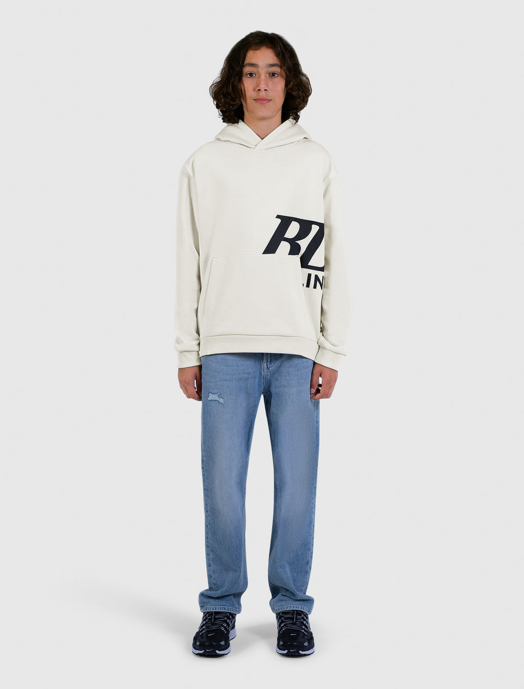 Junior Semi-Hidden Monogram Hoodie | Ecru