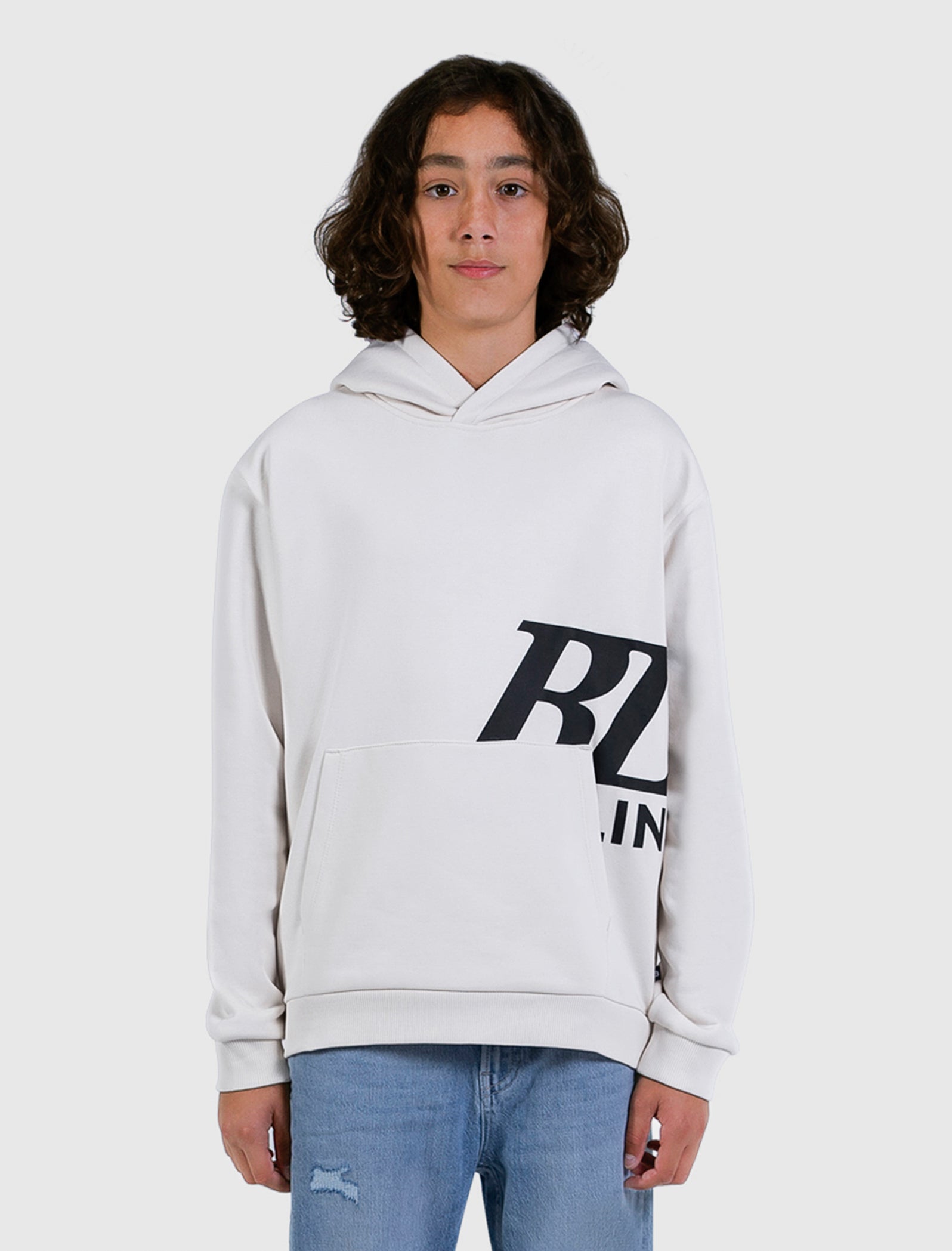 Junior Semi-Hidden Monogram Hoodie | Ecru