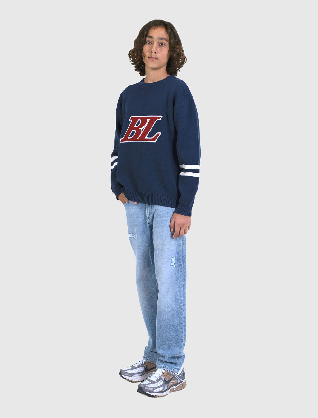 Junior Ice Hockey Crewneck Knit | Navy