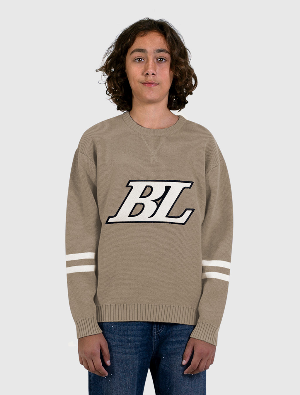 Junior Ice Hockey Crewneck Knit | Taupe