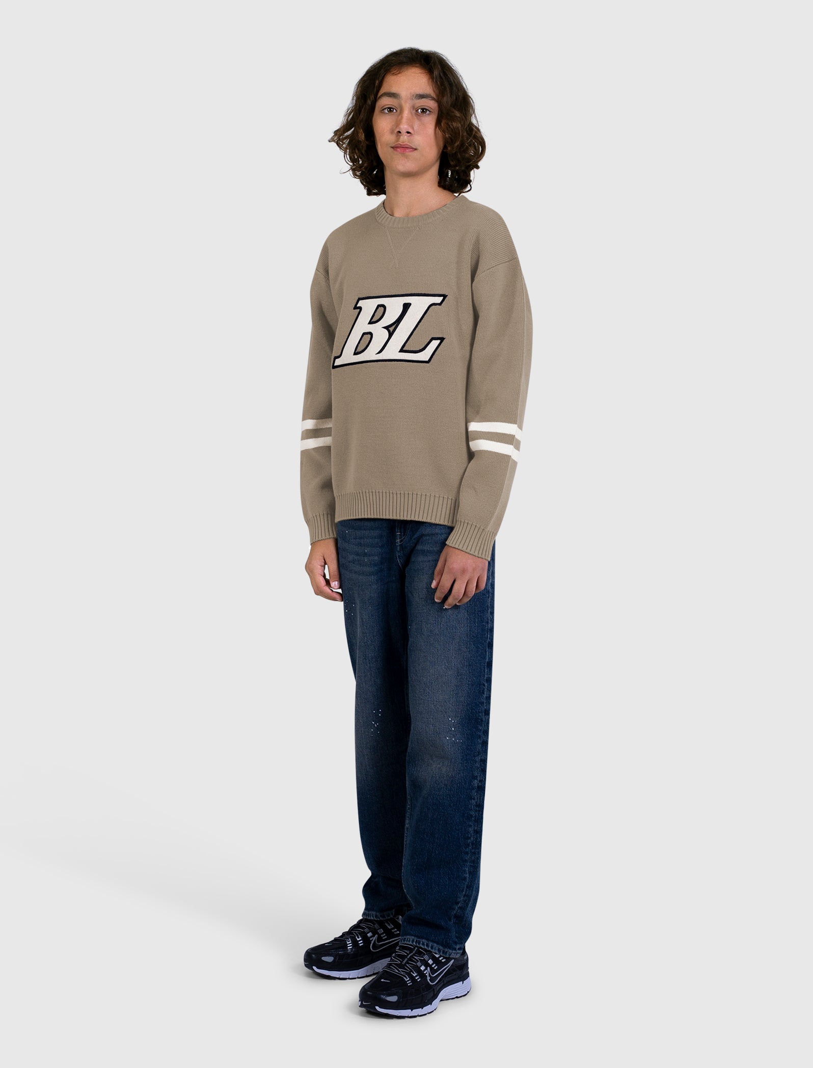 Junior Ice Hockey Crewneck Knit | Taupe