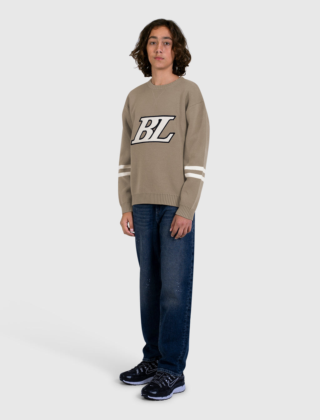 Junior Ice Hockey Crewneck Knit | Taupe