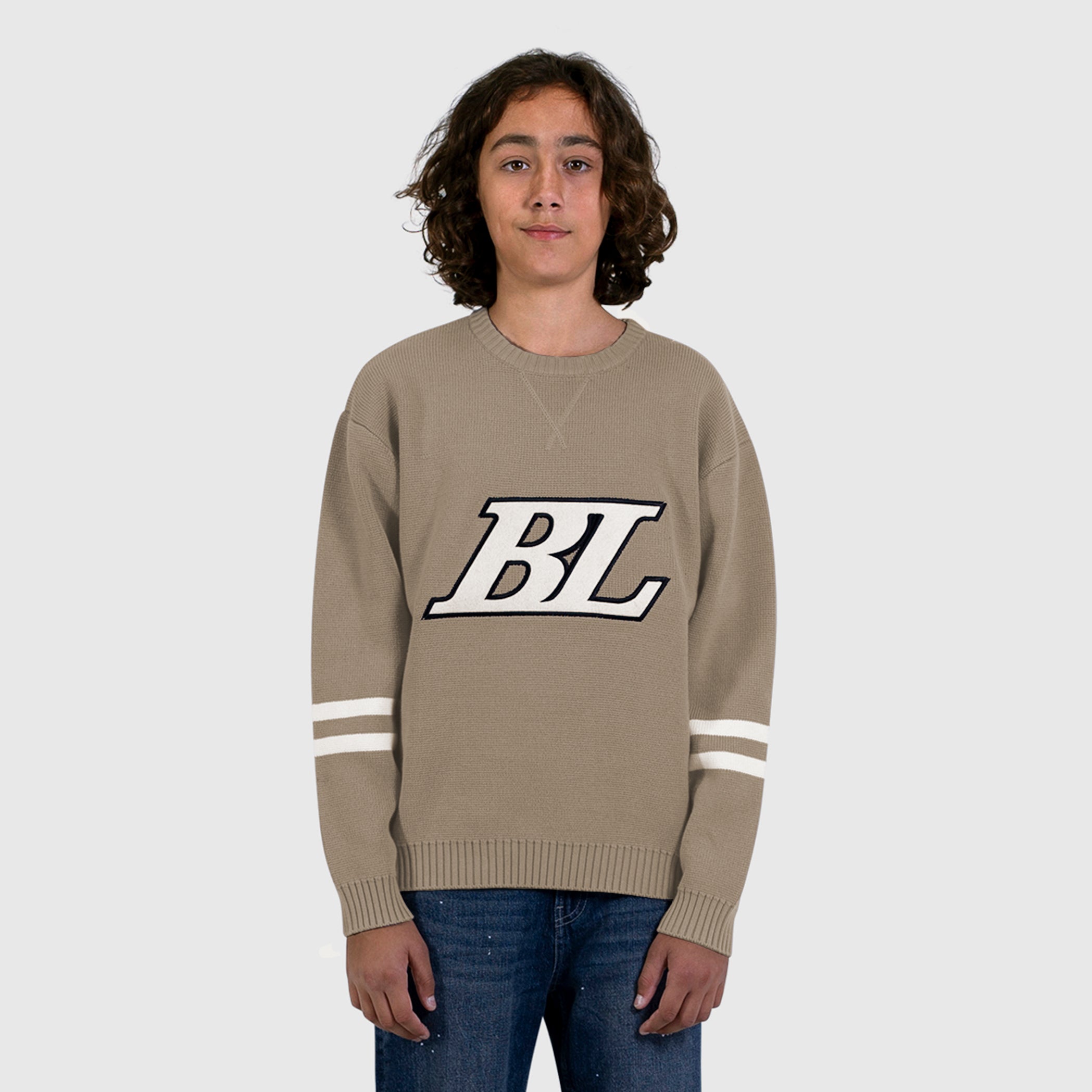 Junior Ice Hockey Crewneck Knit | Taupe