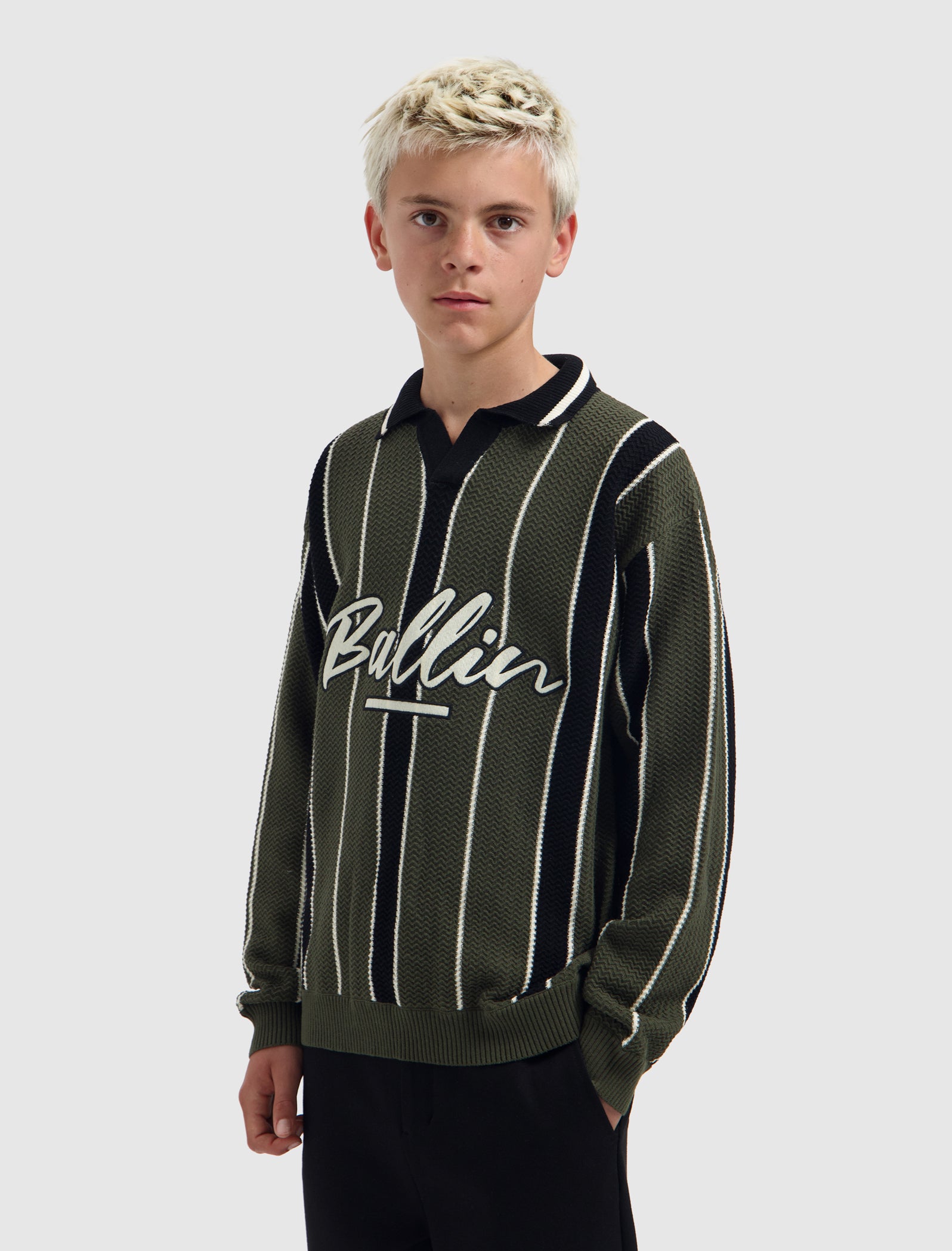 Junior Script Logo Crewneck Knit | Olive