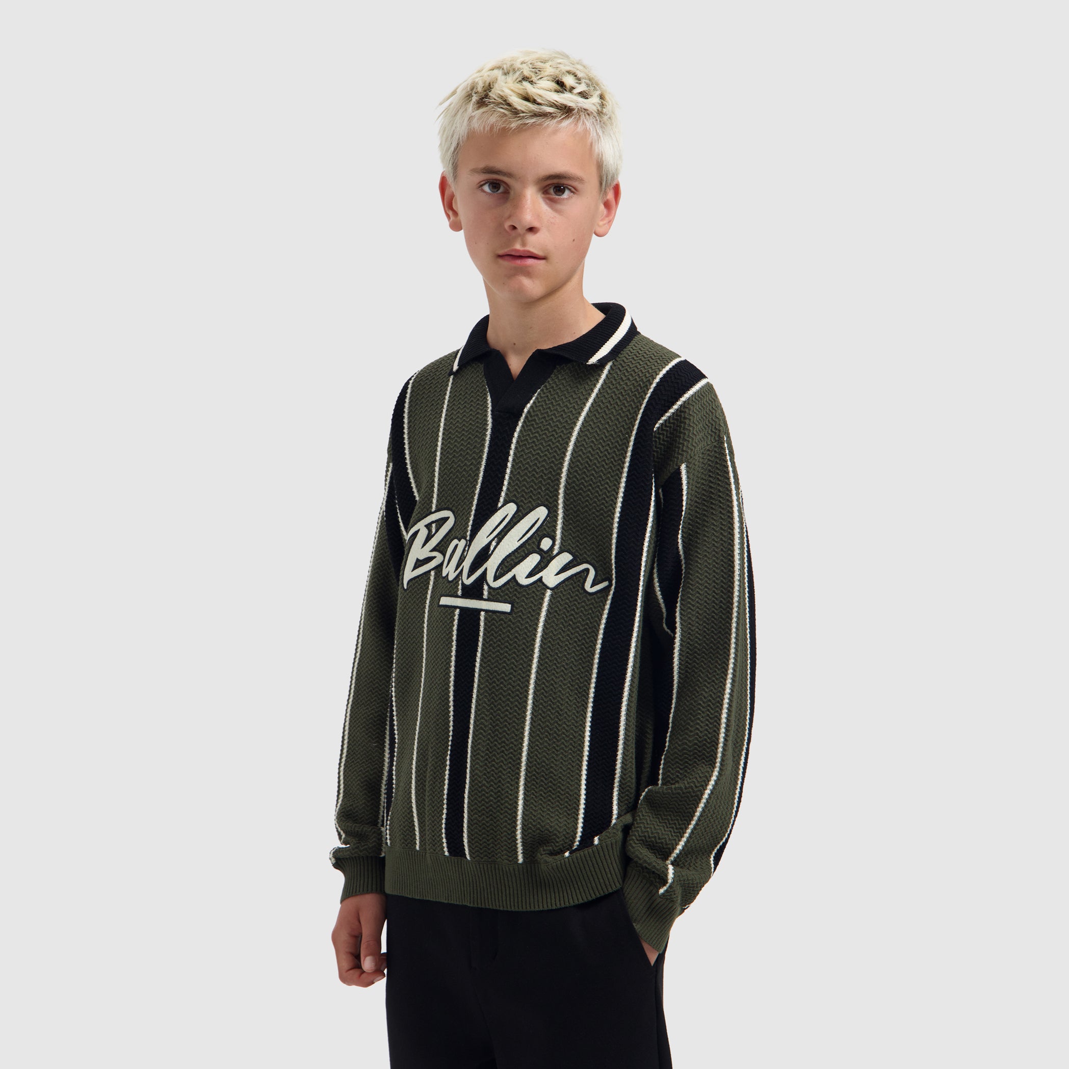 Junior Script Logo Crewneck Knit | Olive