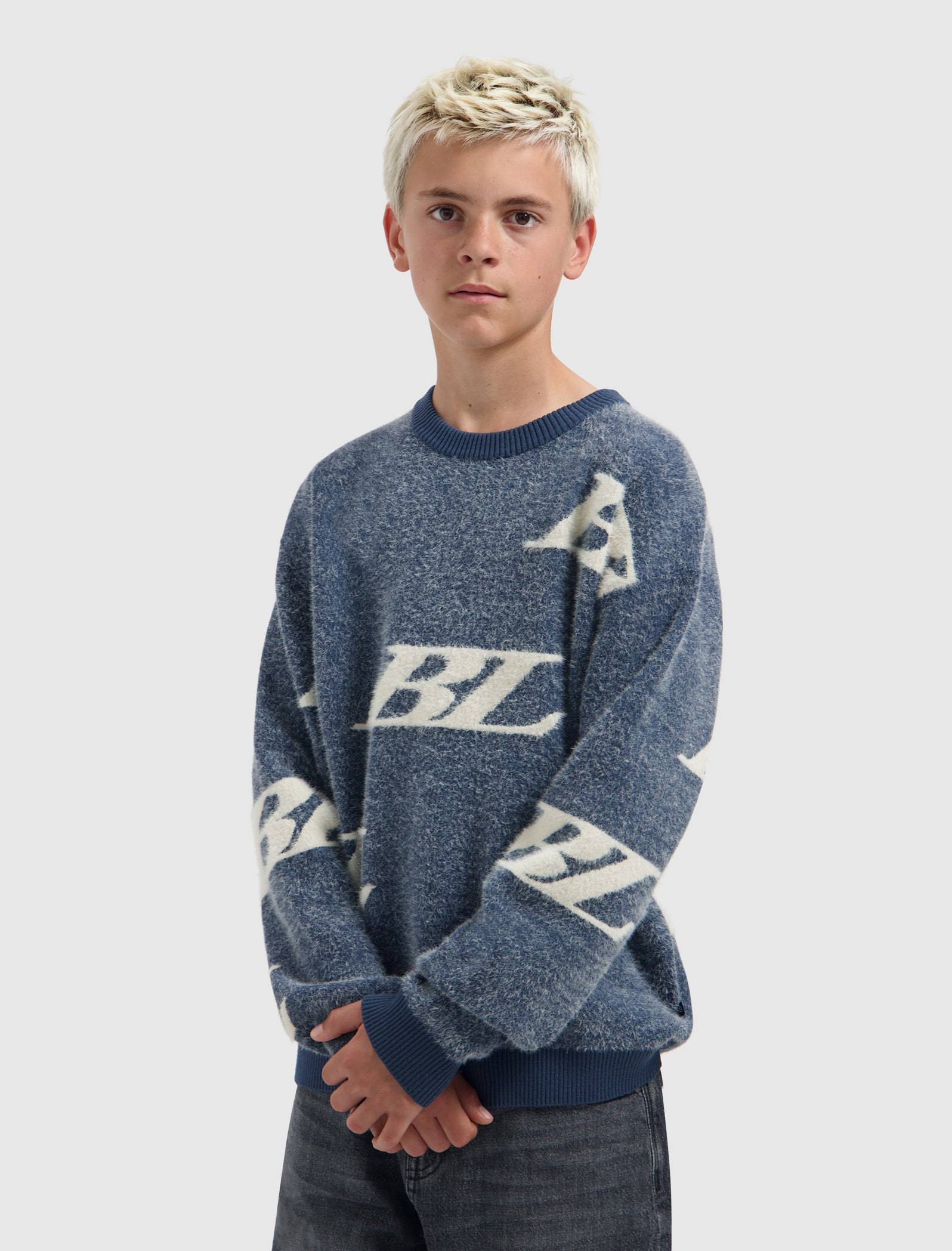 Junior Multi-Monogram Crewneck Knit | Navy