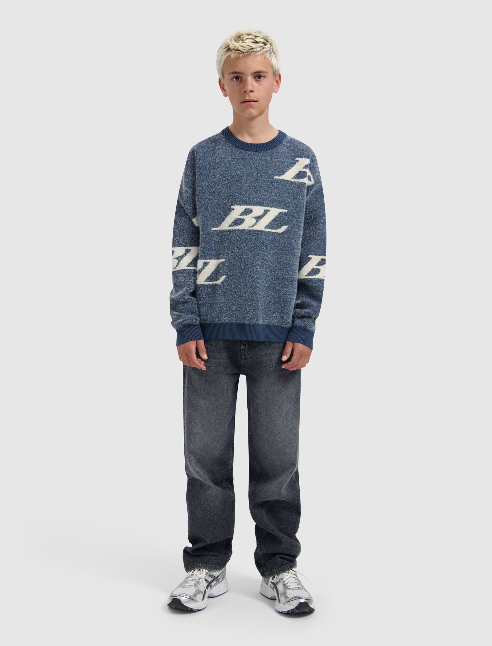 Junior Multi-Monogram Crewneck Knit | Navy