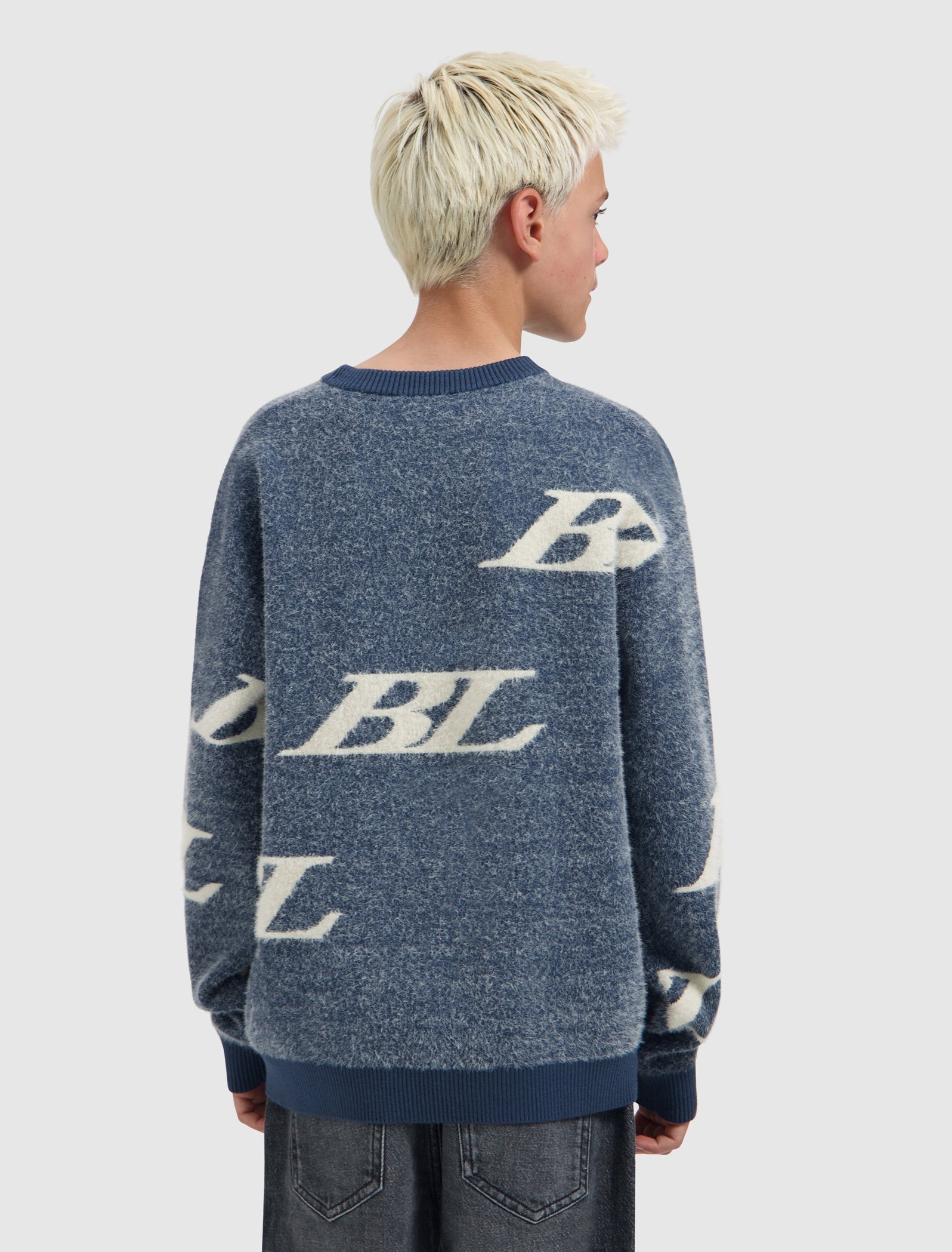 Junior Multi-Monogram Crewneck Knit | Navy