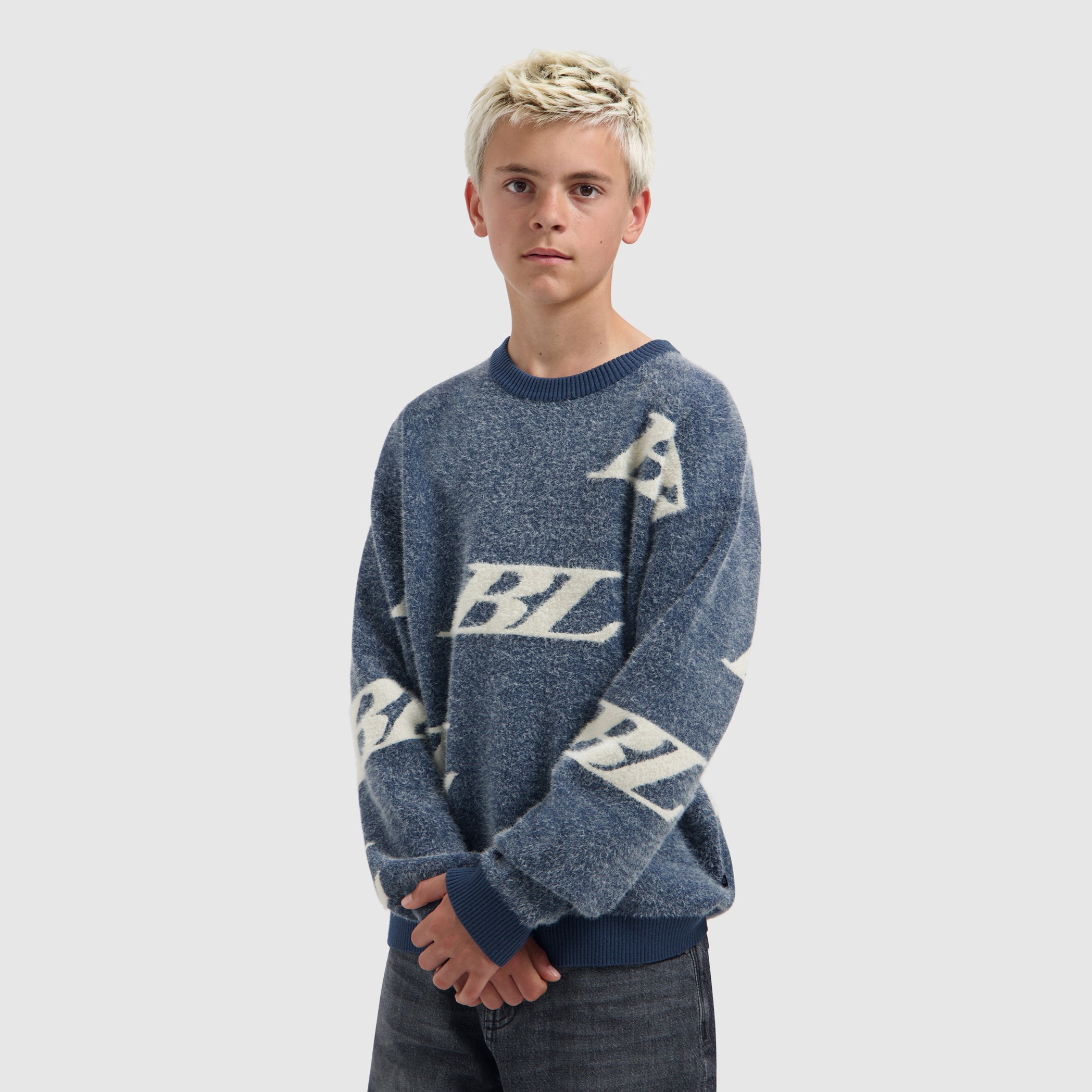 Junior Multi-Monogram Crewneck Knit | Navy