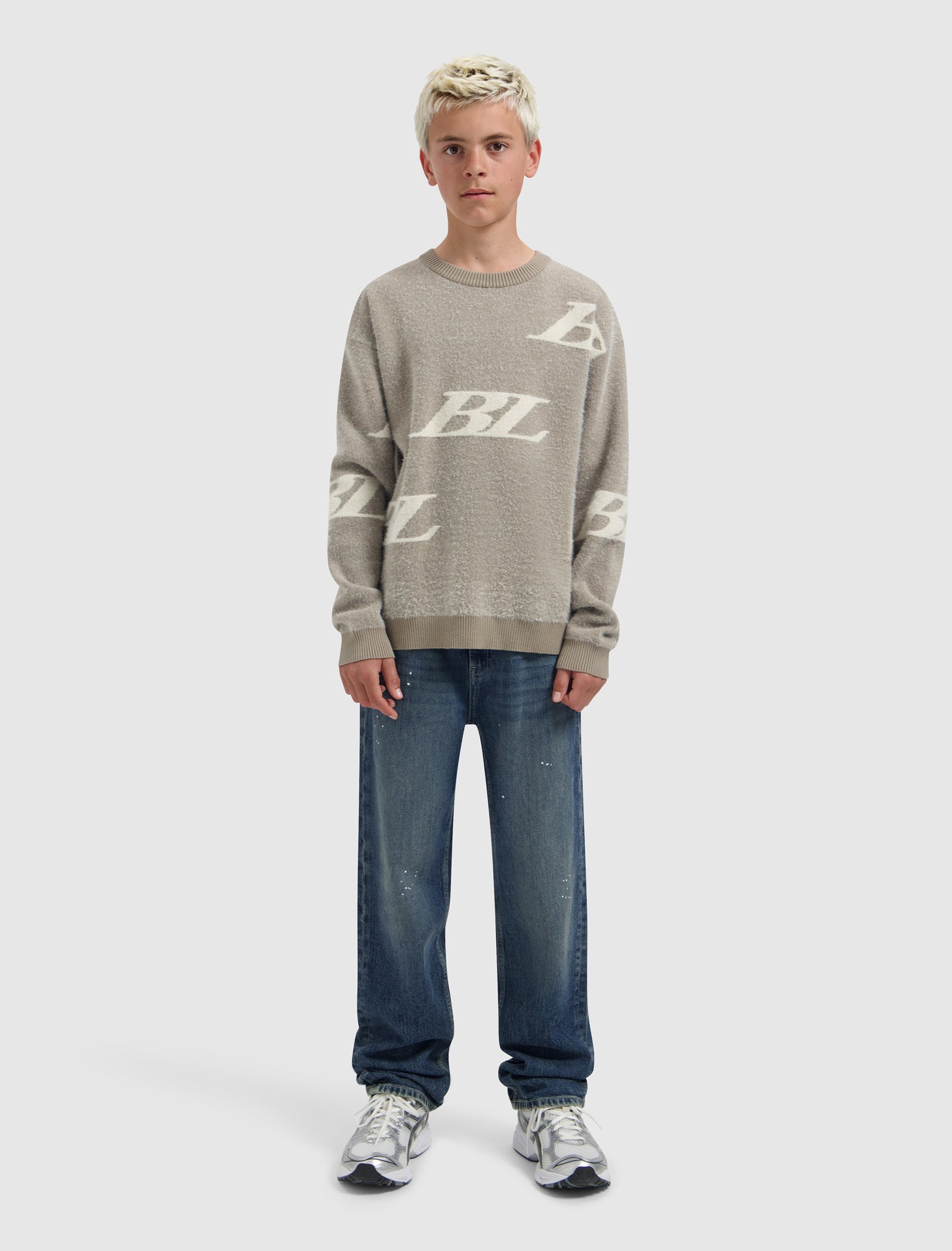 Junior Multi-Monogram Crewneck Knit | Taupe