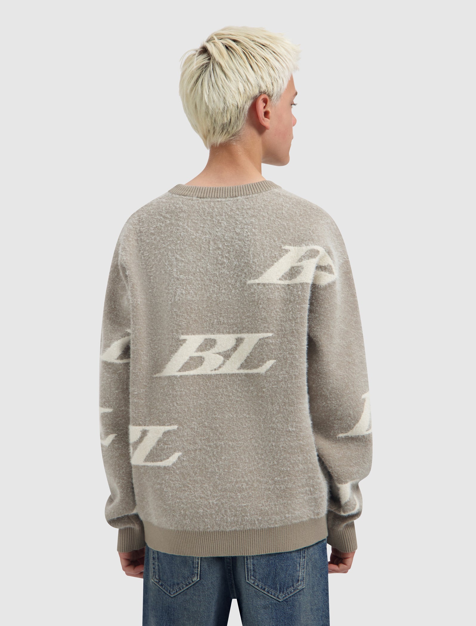 Junior Multi-Monogram Crewneck Knit | Taupe