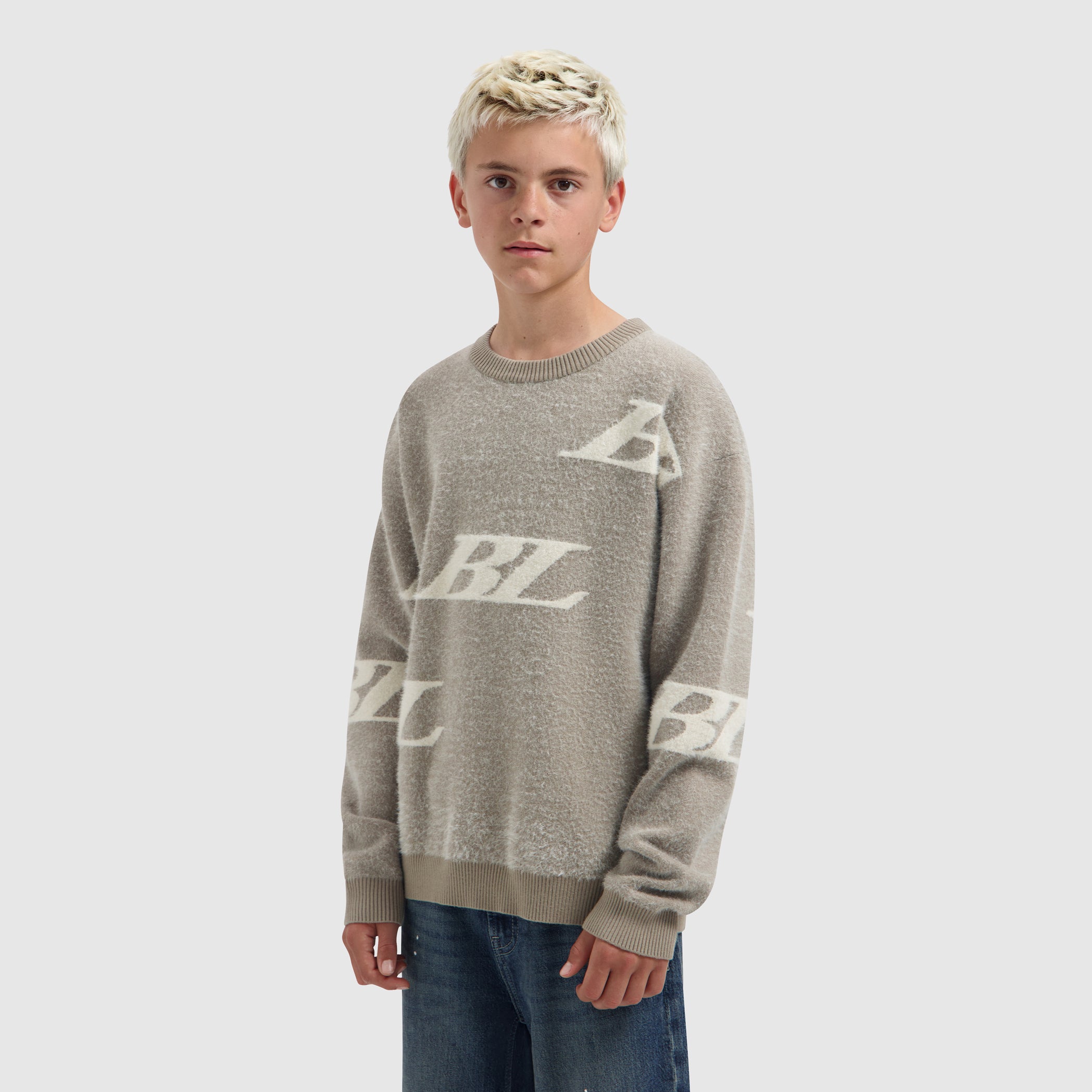 Junior Multi-Monogram Crewneck Knit | Taupe