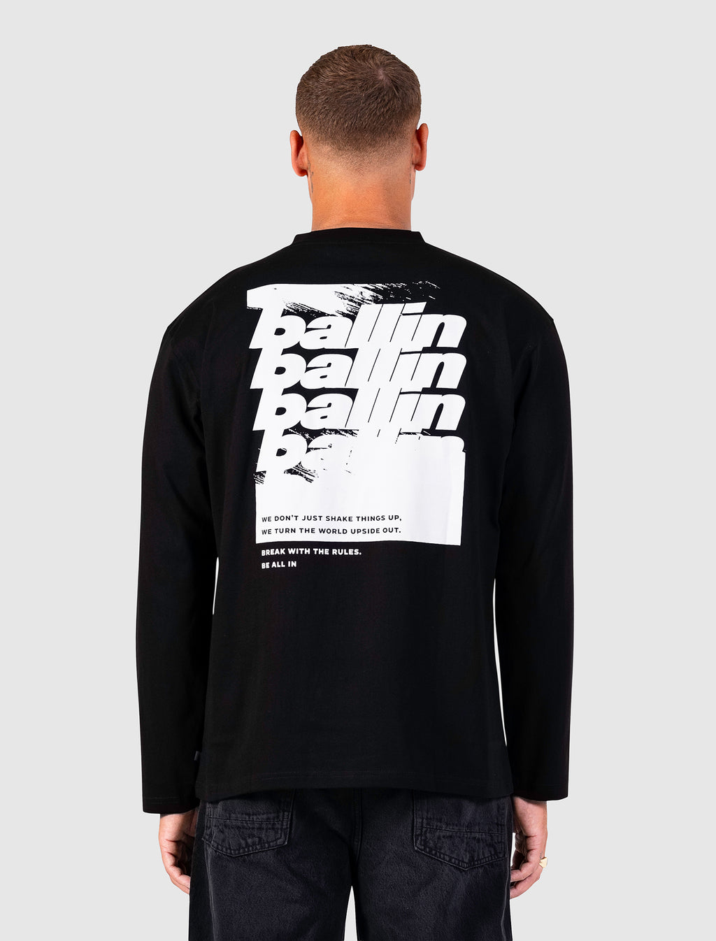 Grunge Stacked Logo Longsleeve | Black
