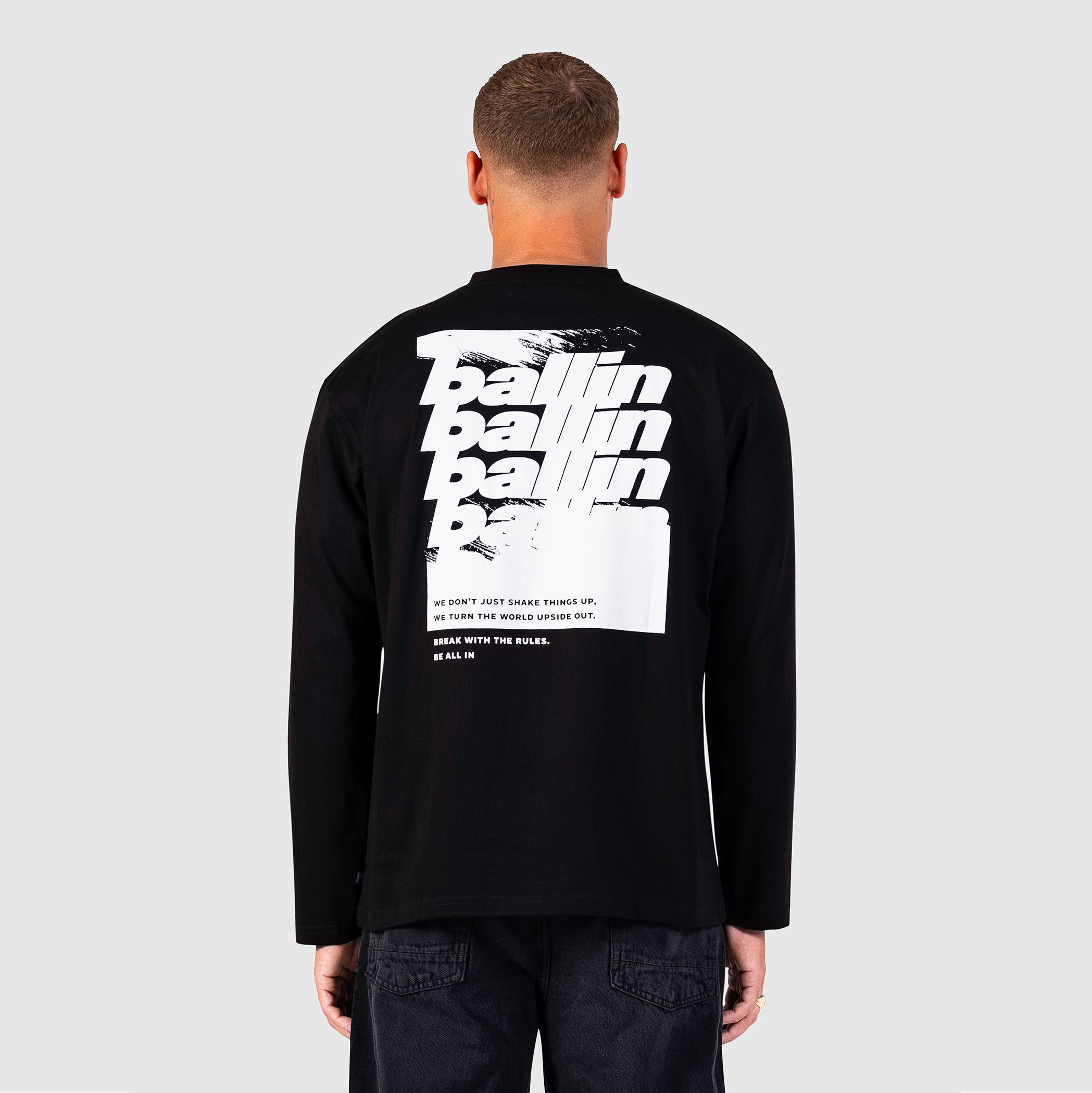 Grunge Stacked Logo Longsleeve | Black