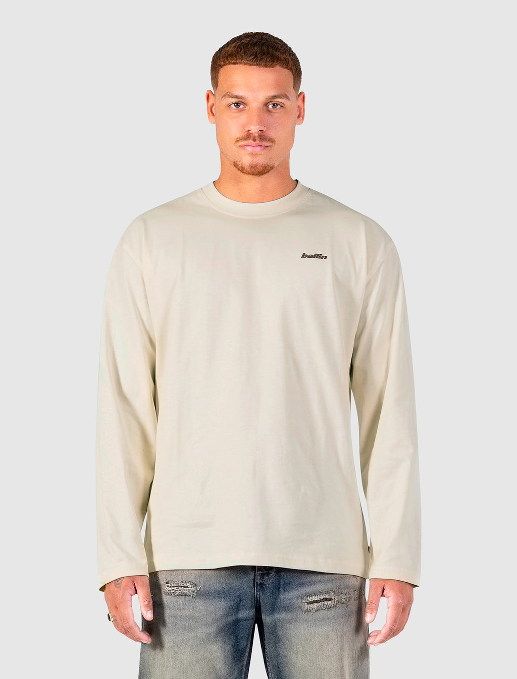 Grunge Stacked Logo Longsleeve | Ecru