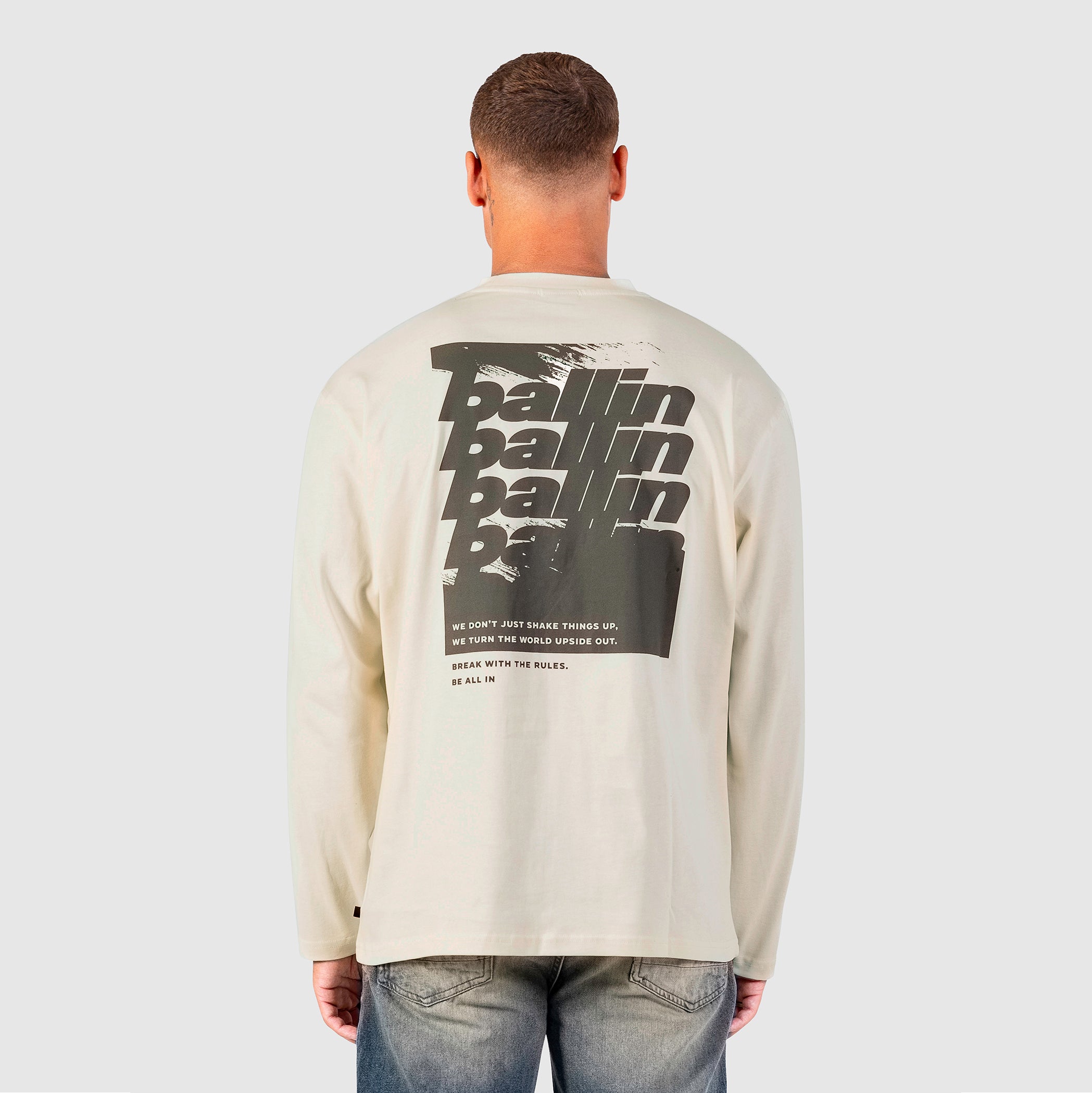 Grunge Stacked Logo Longsleeve | Ecru