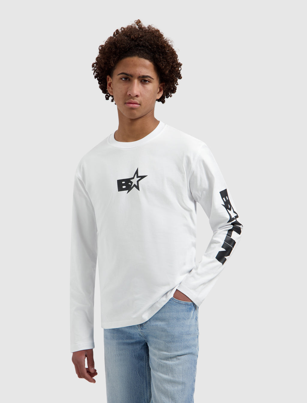 Junior Monogram Star Longsleeve T-shirt | White