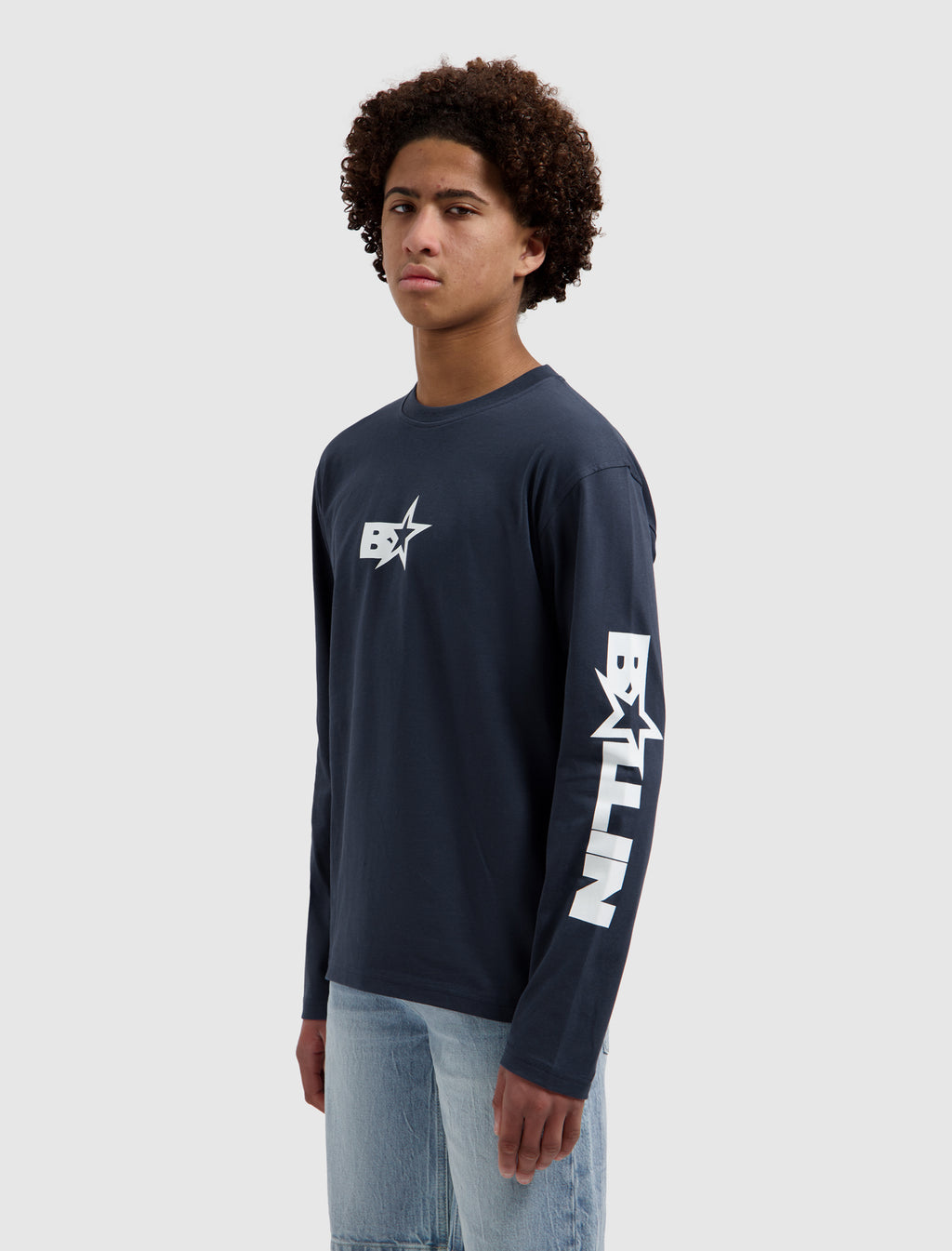 Junior Monogram Star Longsleeve T-shirt | Navy