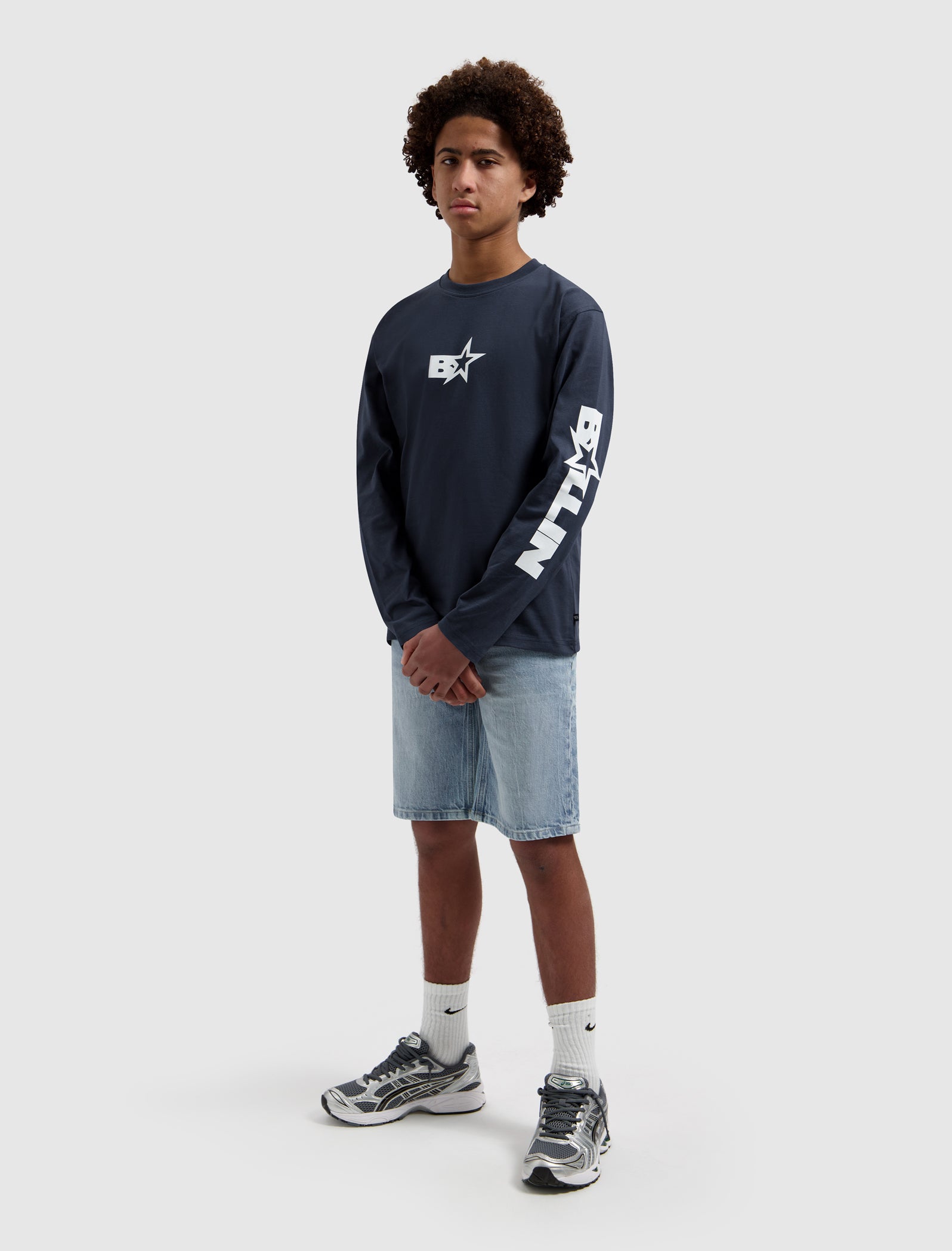 Junior Monogram Star Longsleeve T-shirt | Navy