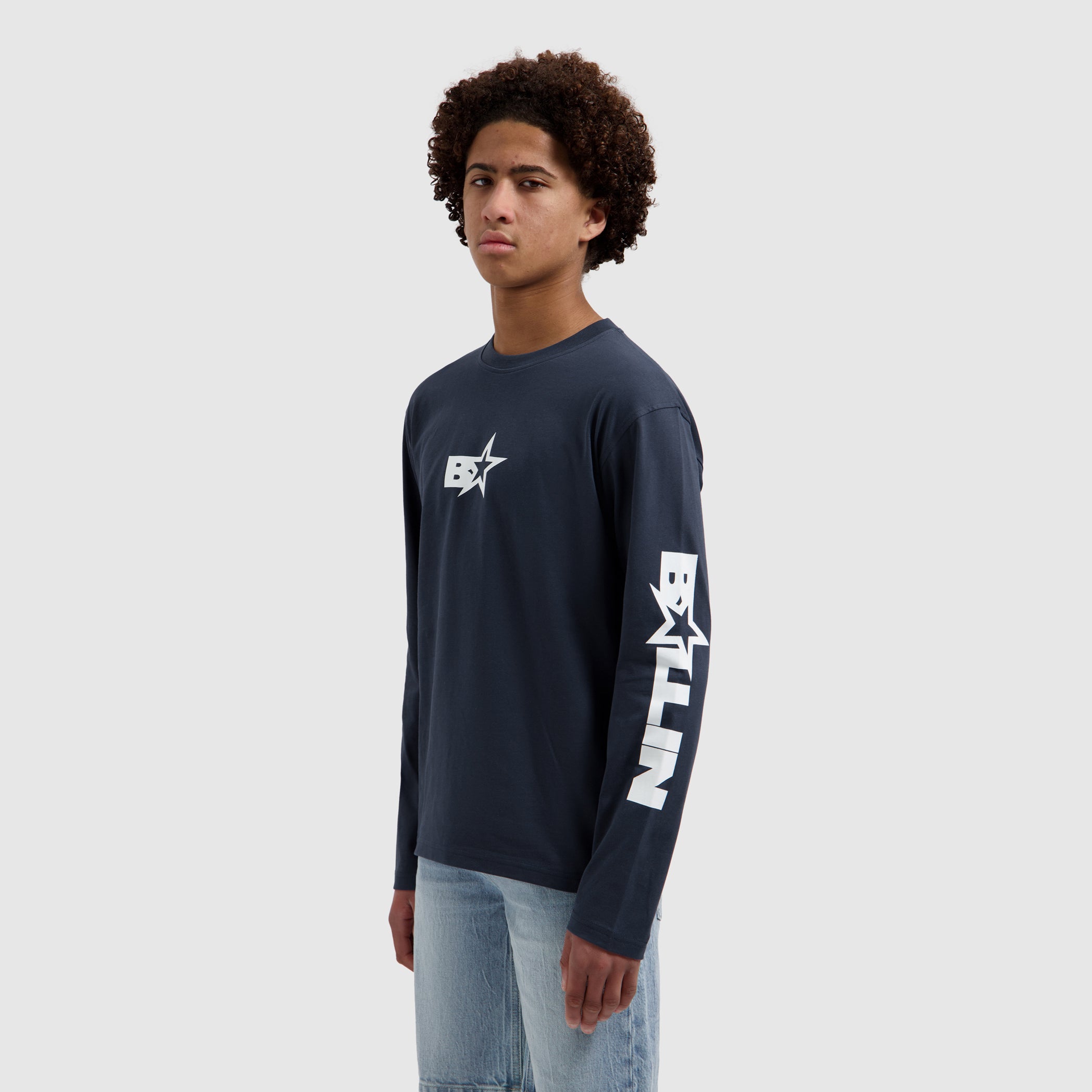 Junior Monogram Star Longsleeve T-shirt | Navy