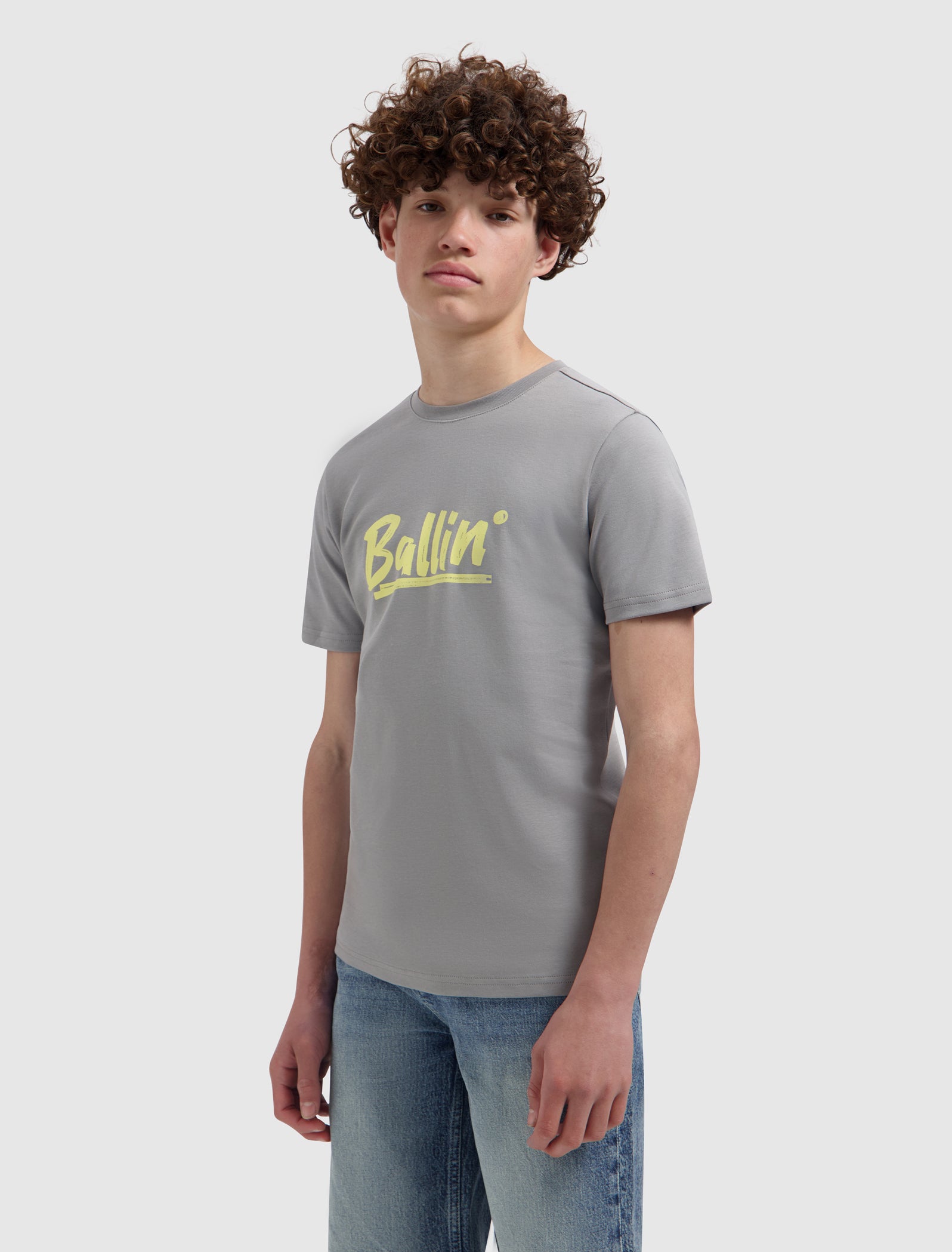 Junior Calligraphy Logo T-shirt | Elephant Grey