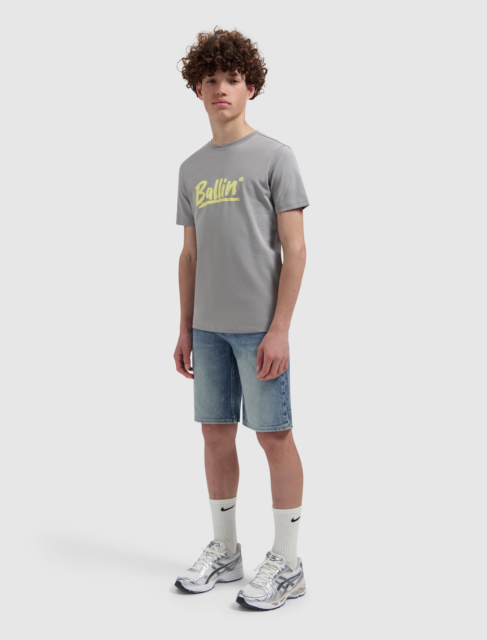 Junior Calligraphy Logo T-shirt | Elephant Grey