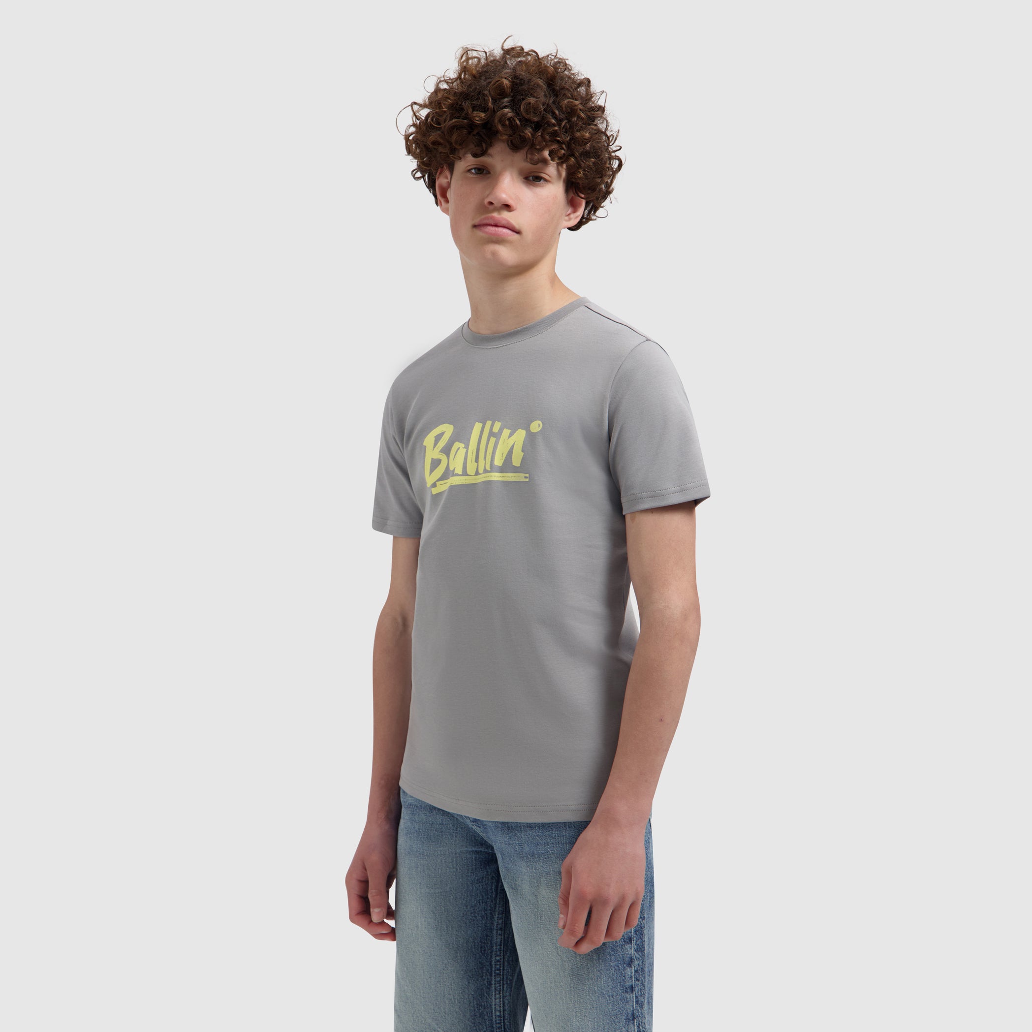 Junior Calligraphy Logo T-shirt | Elephant Grey