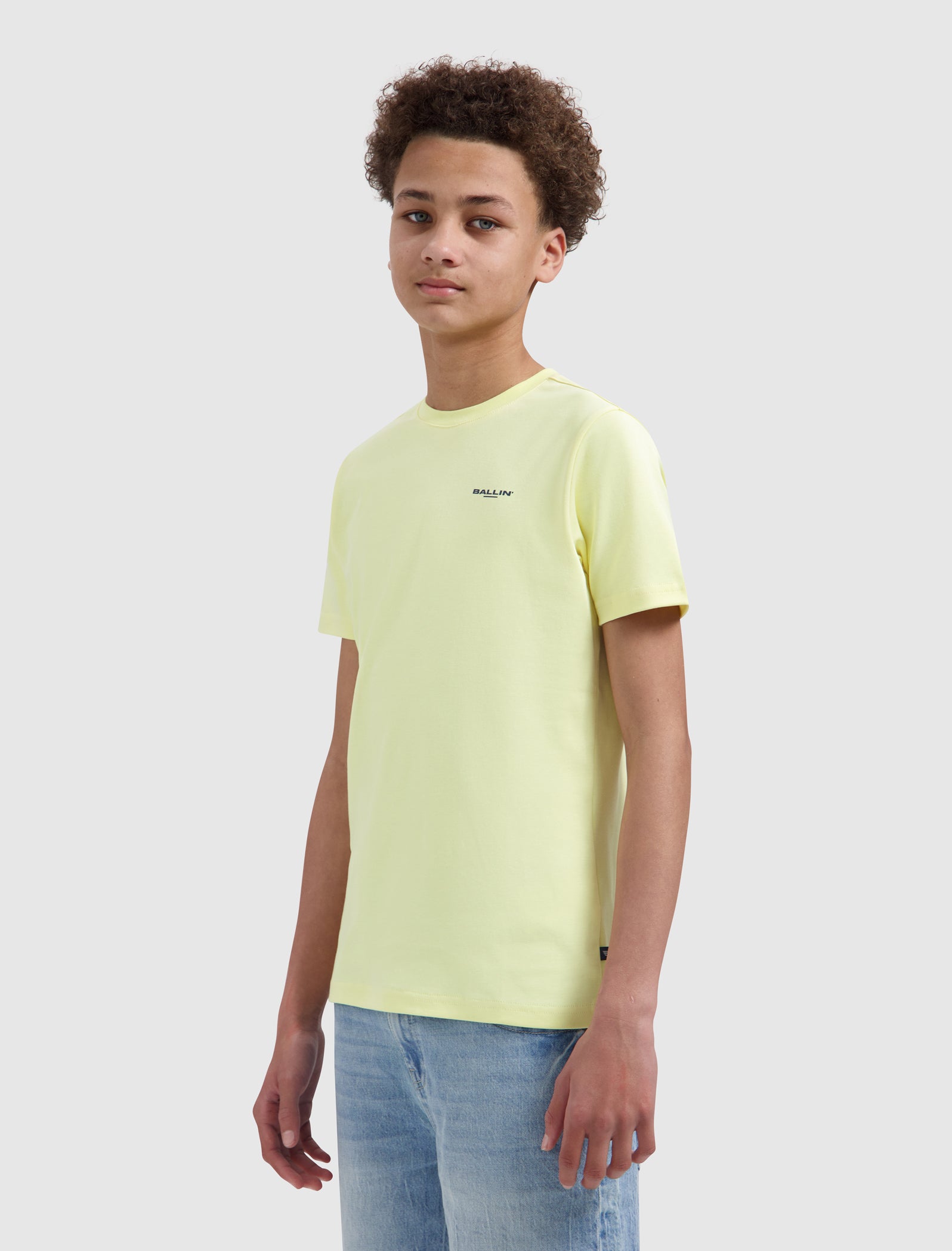 Junior Stacked Logo Sketch T-shirt | Yellow