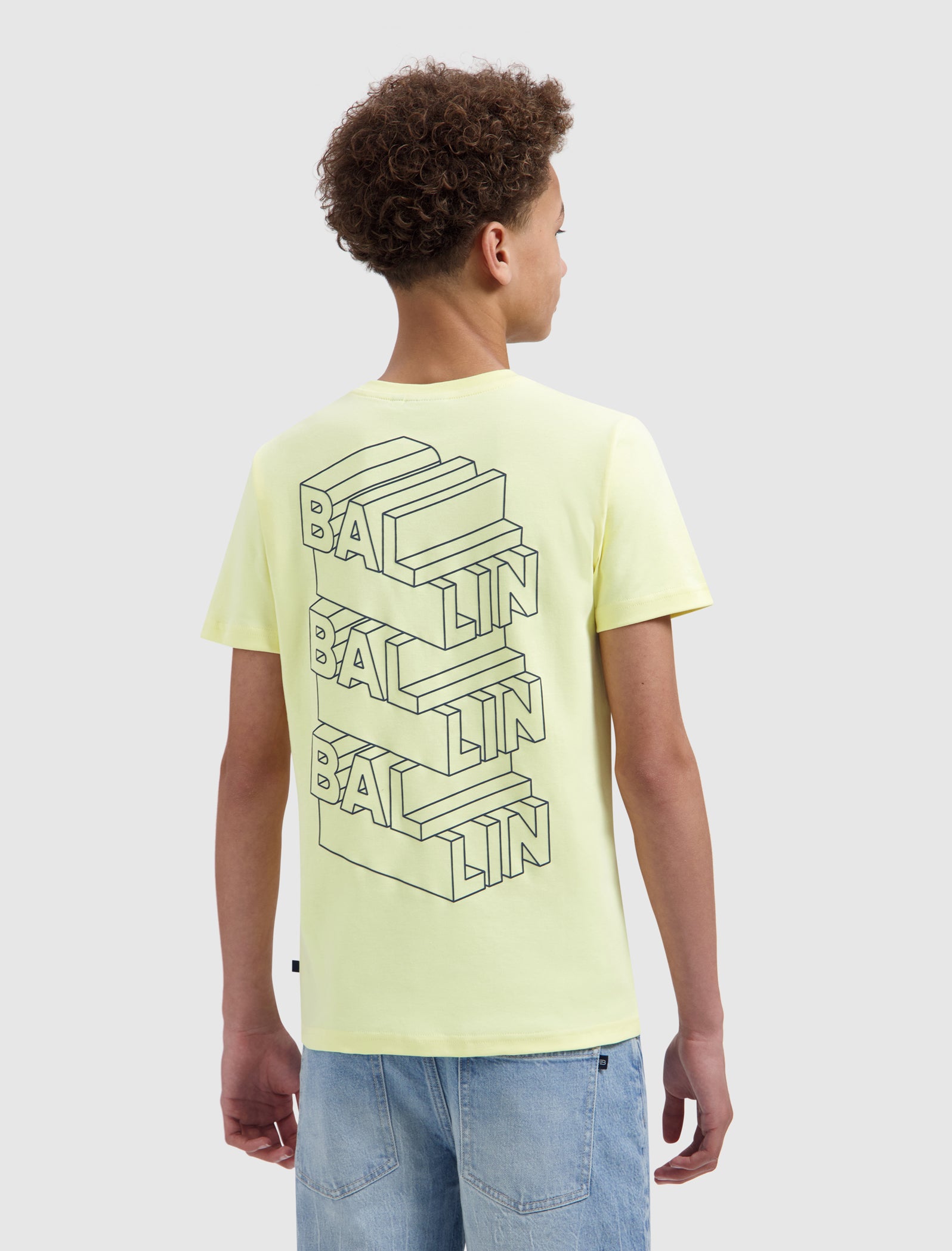Junior Stacked Logo Sketch T-shirt | Yellow