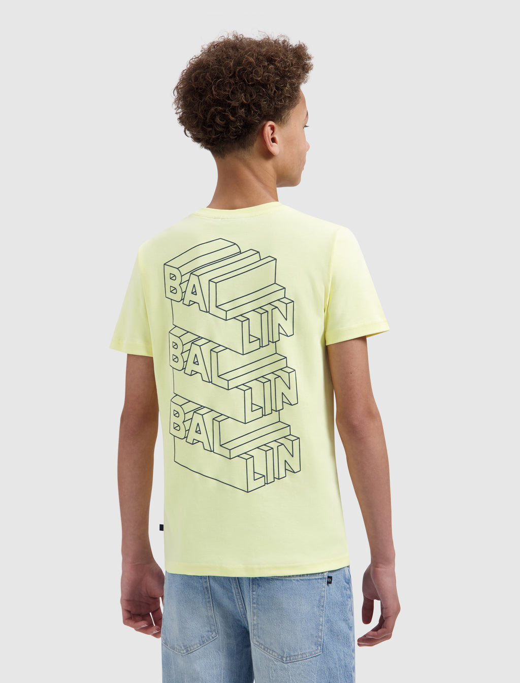 Junior Stacked Logo Sketch T-shirt | Yellow