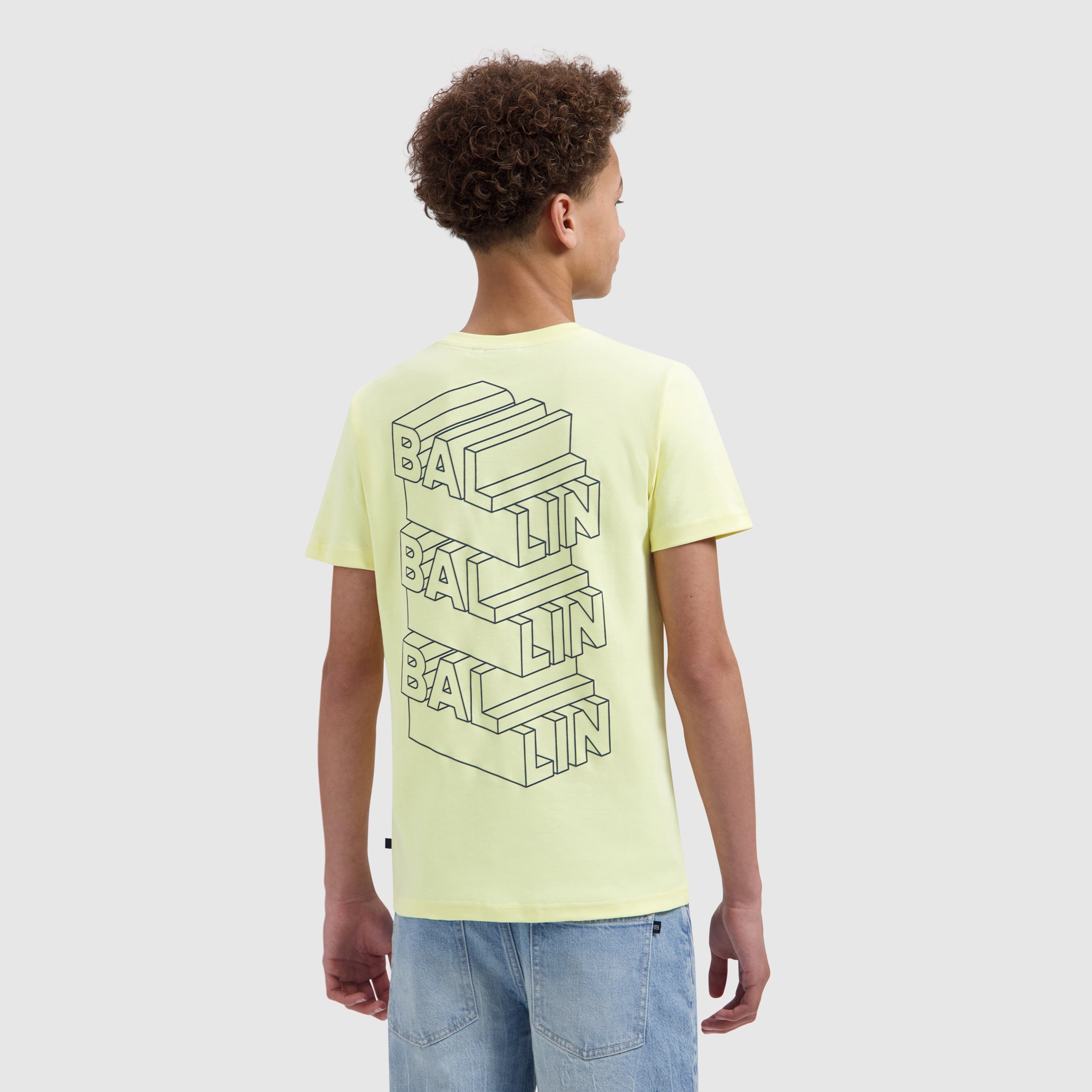 Junior Stacked Logo Sketch T-shirt | Yellow